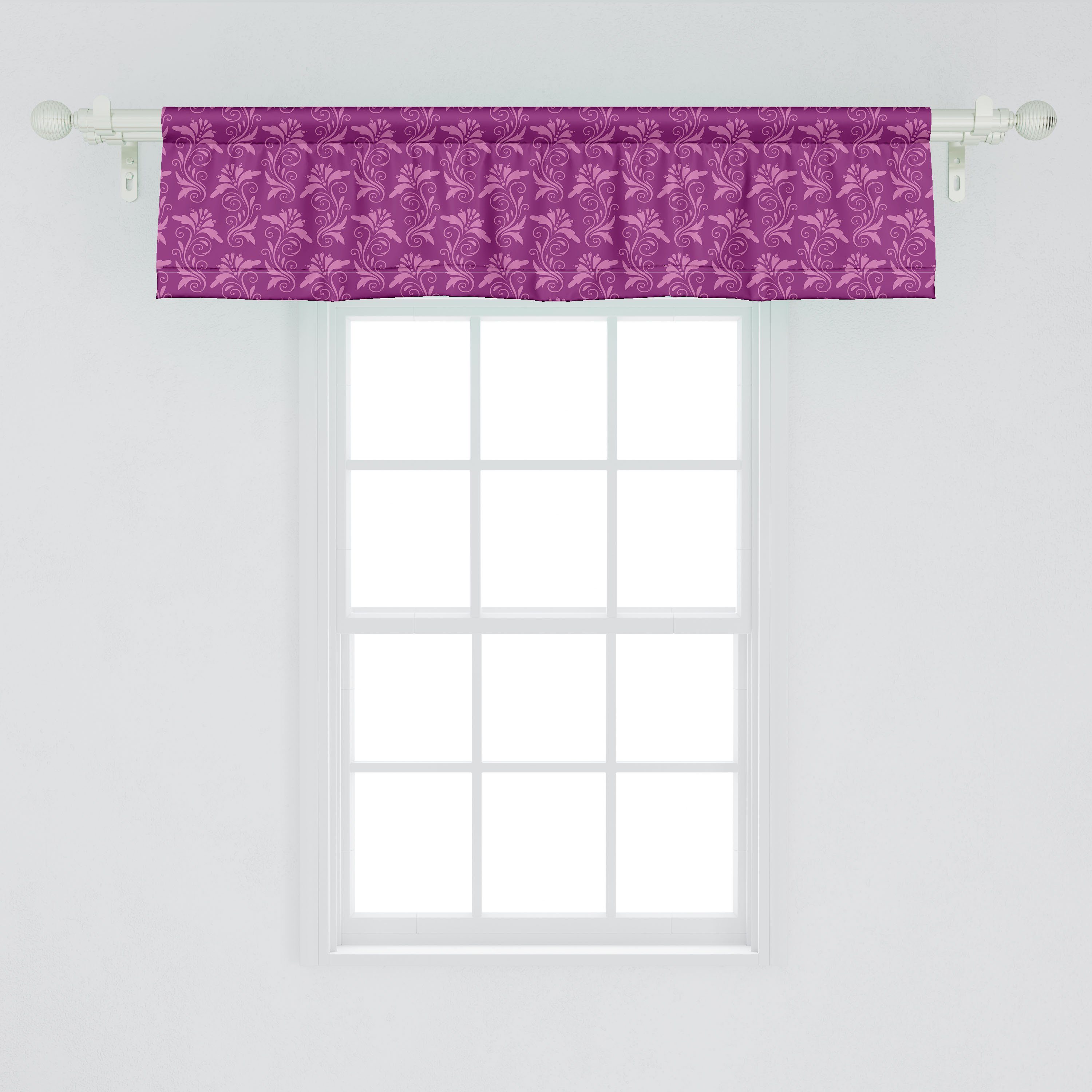 Abstrakte Scheibengardine Volant Damast Microfaser, für Dekor Vorhang Küche Blumen-Grafik Abakuhaus, Schlafzimmer Stangentasche, mit