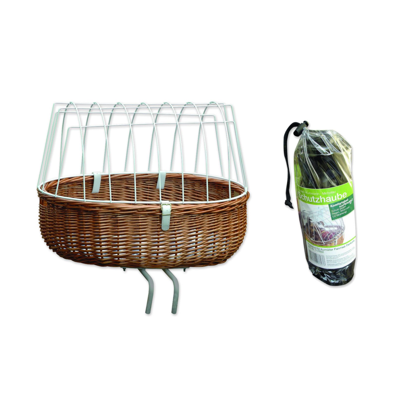 Aumüller Tierfahrradkorb Fahrrad-Tierkorb mit Halter + Schutzhaube, Steuerkopfmontage vorne