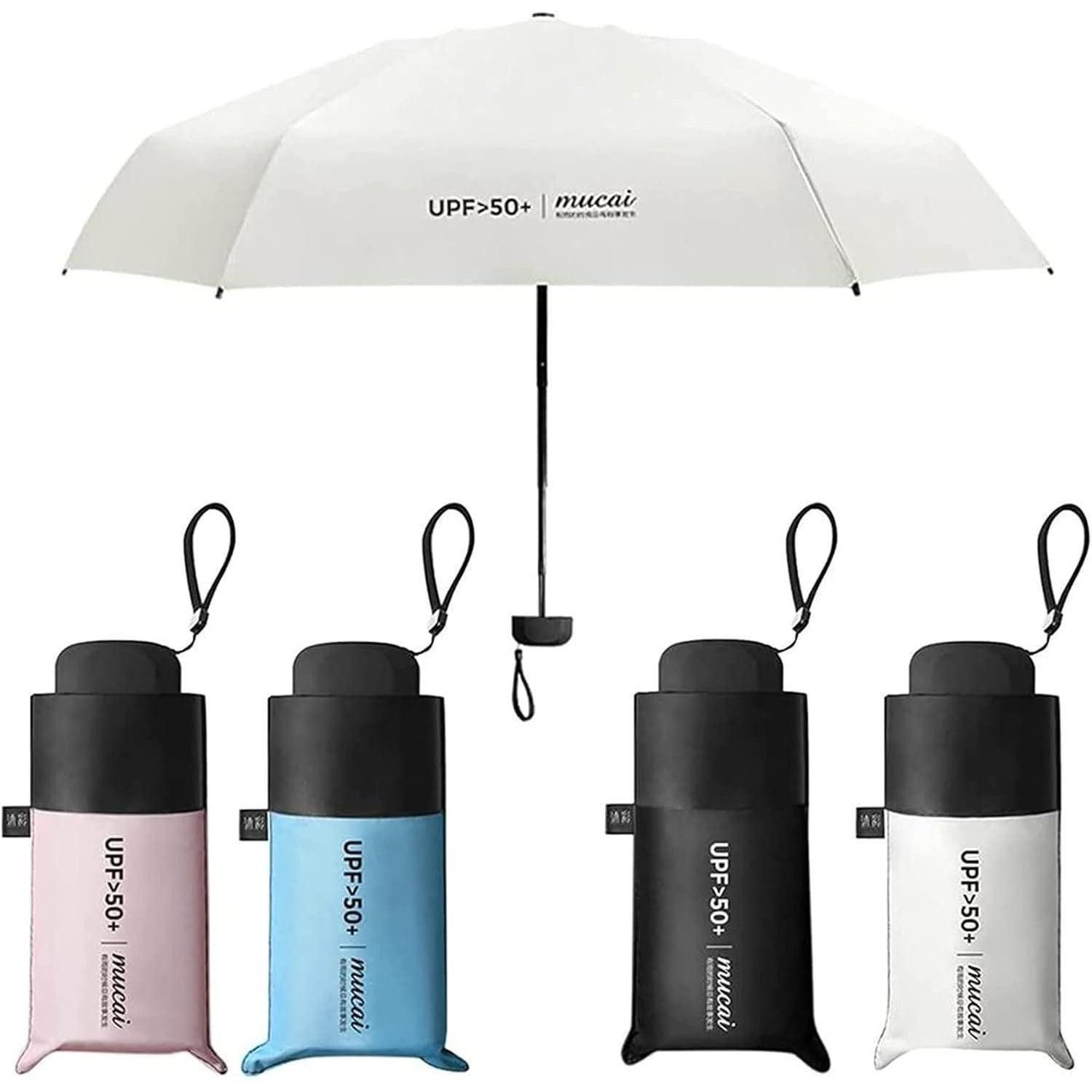 LuxusKollektion Taschenregenschirm Regenschirm Taschenschirm Faltbar Sturmfest UV Schutz Weiß