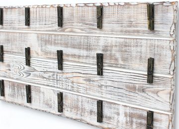 DanDiBo Memoboard »Memoboard Holz Weiß Wandorganizer mit 15 Klammern 93914 Pinnwand Memotafel handgemacht Vintage«