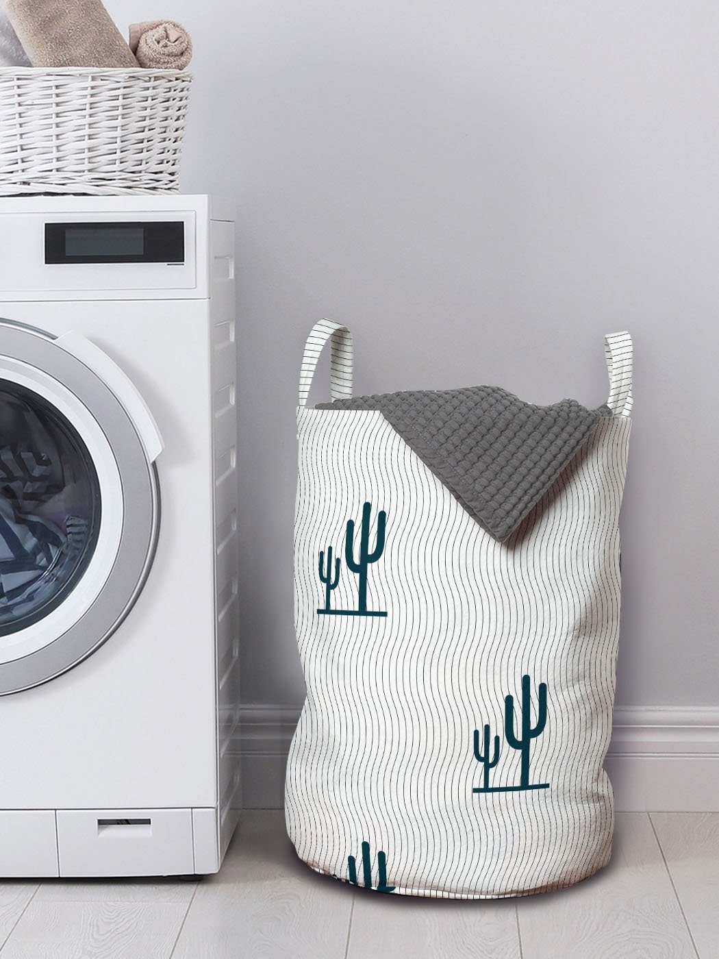 Motiv Mexican Kordelzugverschluss Saguarokakteen Wäschesäckchen Wäschekorb Kaktus mit Waschsalons, Griffen Abakuhaus für