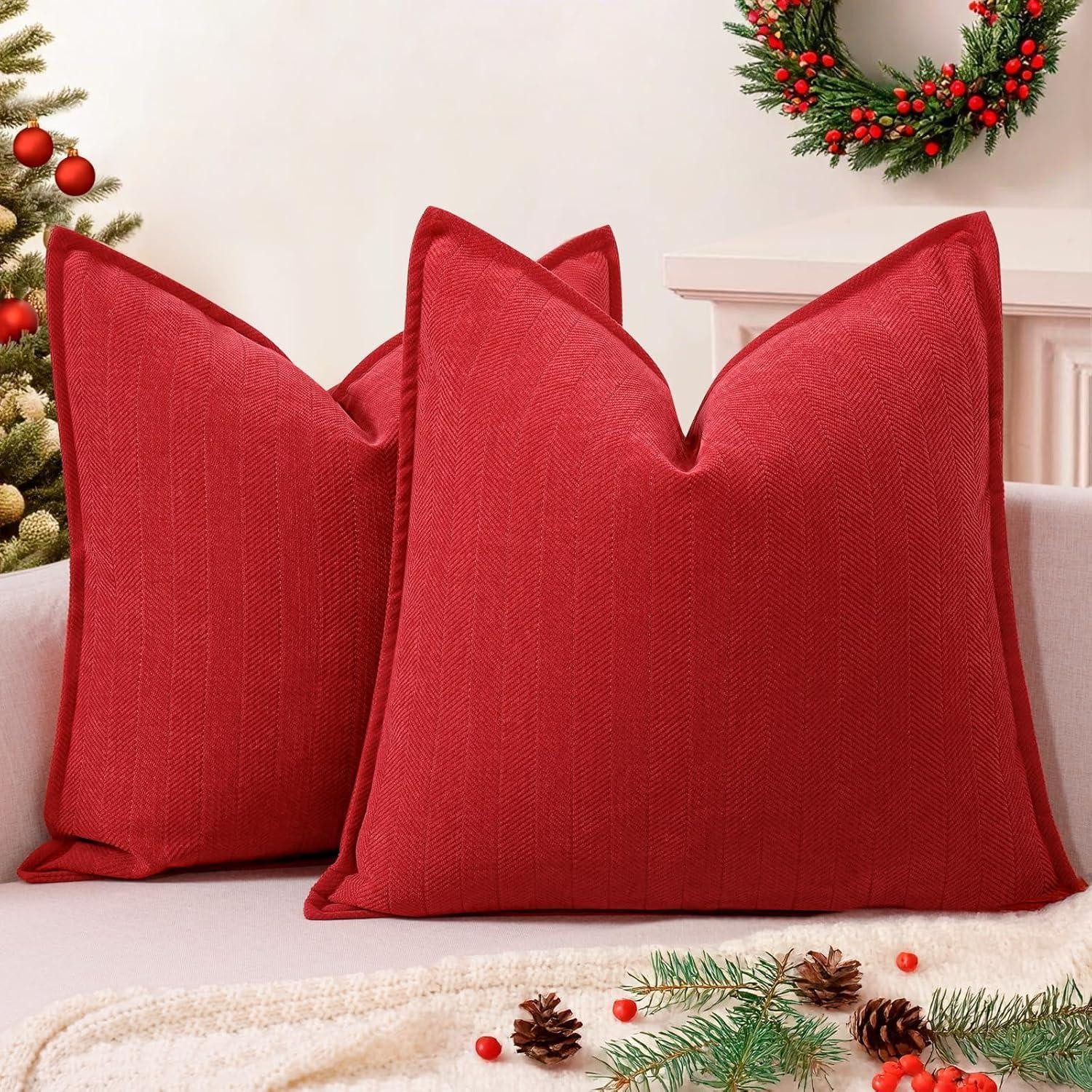 LuxusKollektion Hängedekoration Kissenbezug Chenille Weihnachtskissen Red 45 x 45 cm 2 Stück