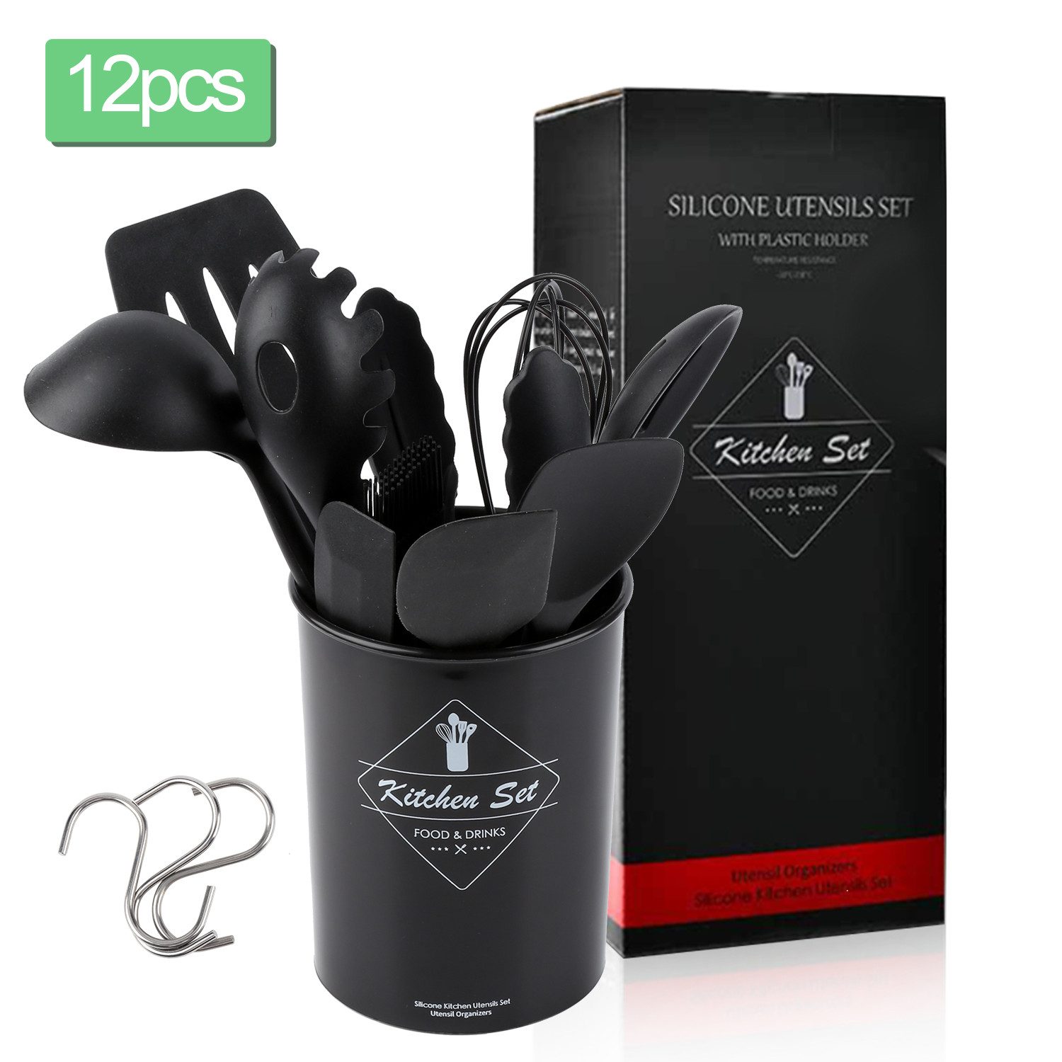 Clanmacy Back-Set Küchenutensilien Set, Küchenhelfer, Küchengerät, Kochgeschirr (12-tlg), (Set, 12-tlg), Mit Haken