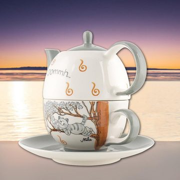Mila Teekanne Mila Keramik Tee-Set Oommh Katze Pure Relax, 0,4 l, (Set)