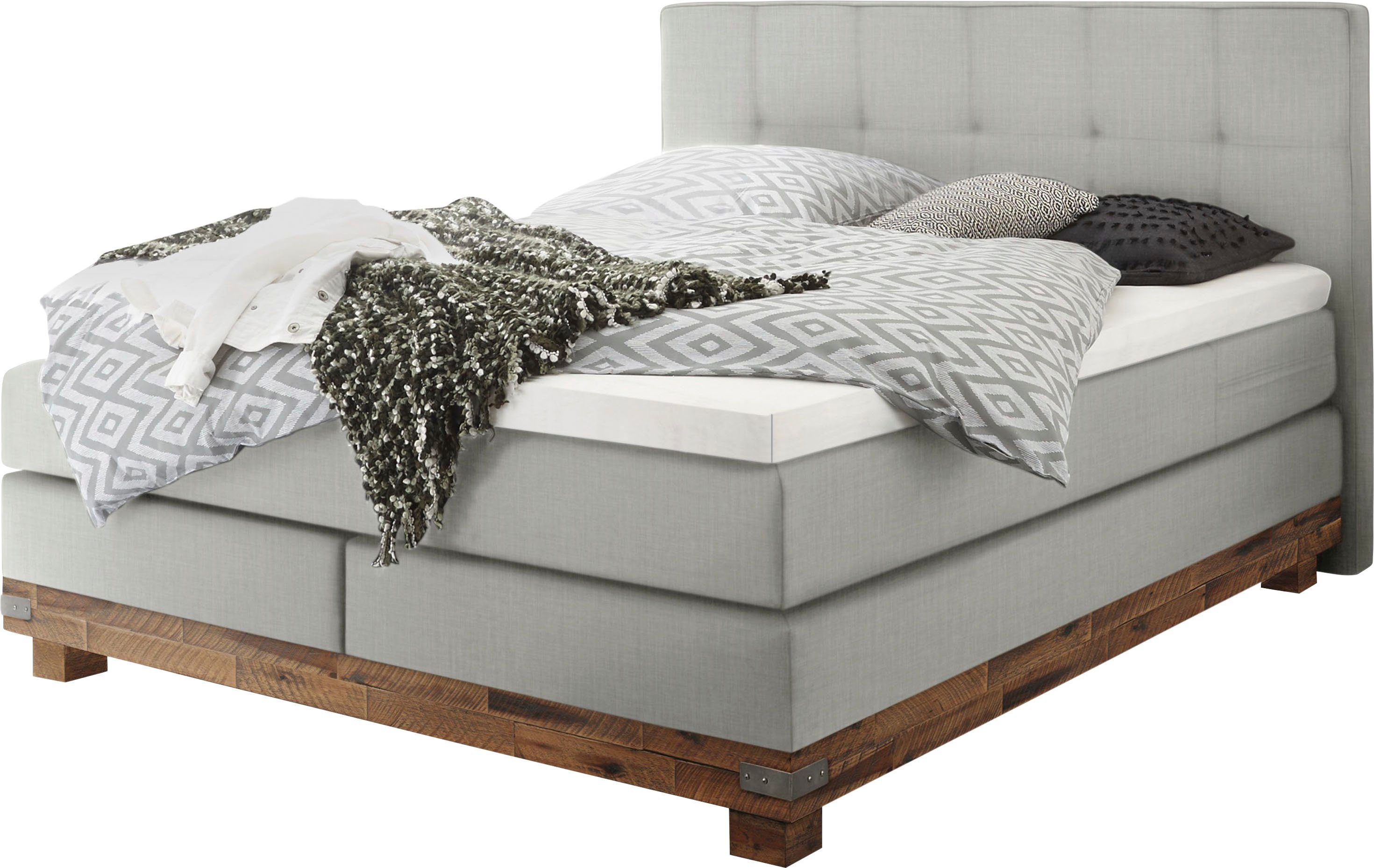 HASENA Boxspringbett Boston, Massivholz-Sockel, Punktsteppung im günstig online kaufen