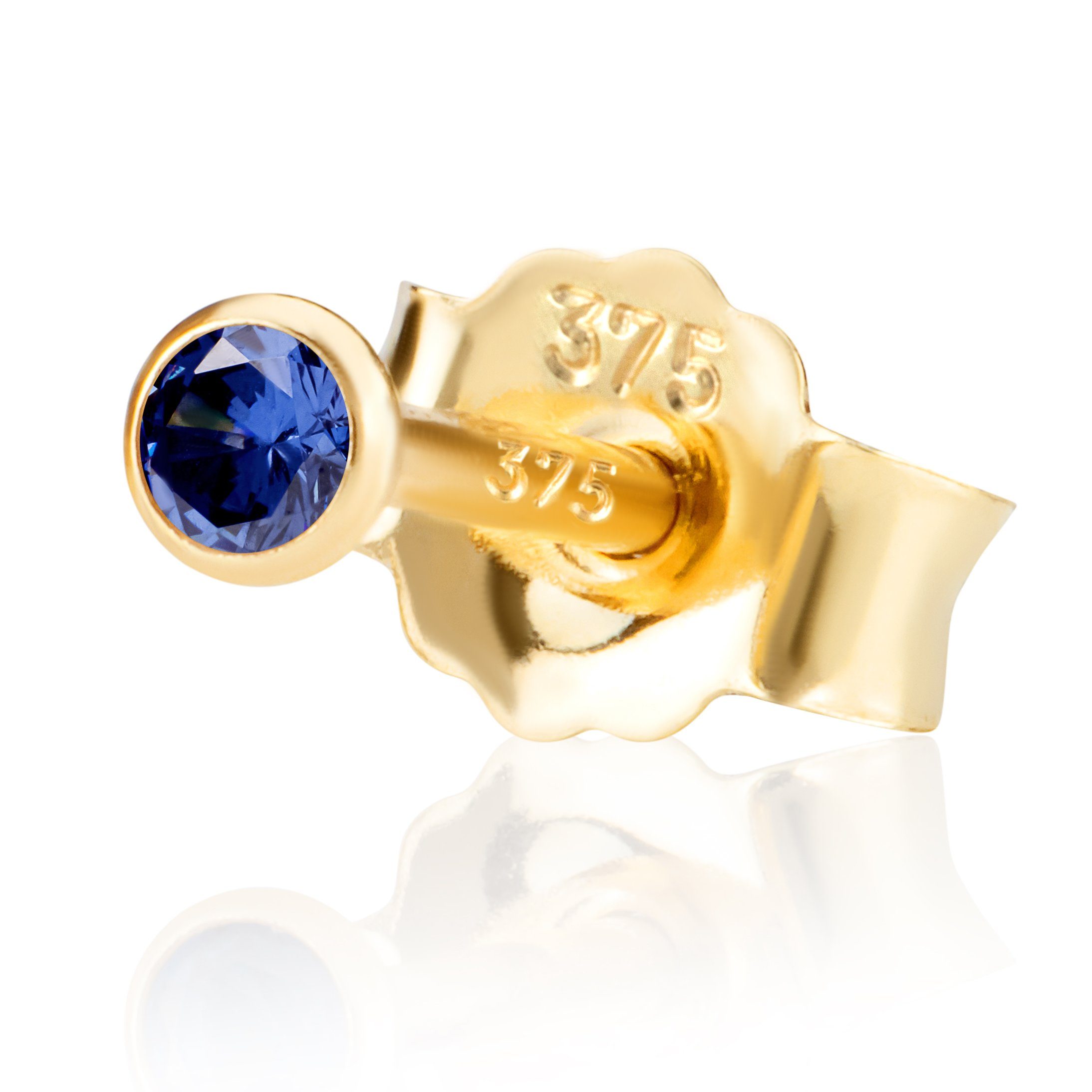 NKlaus Single-Ohrstecker Einzel 2,5mm 375 Gelb Gold 9 Karat Ohrstecker Zirk (Einzel)