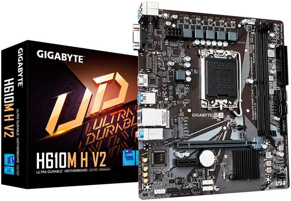 Gigabyte H610M H V2 Mainboard - Unterstützt Intel Core Prozessoren 14th CPUs, 4 Mainboard