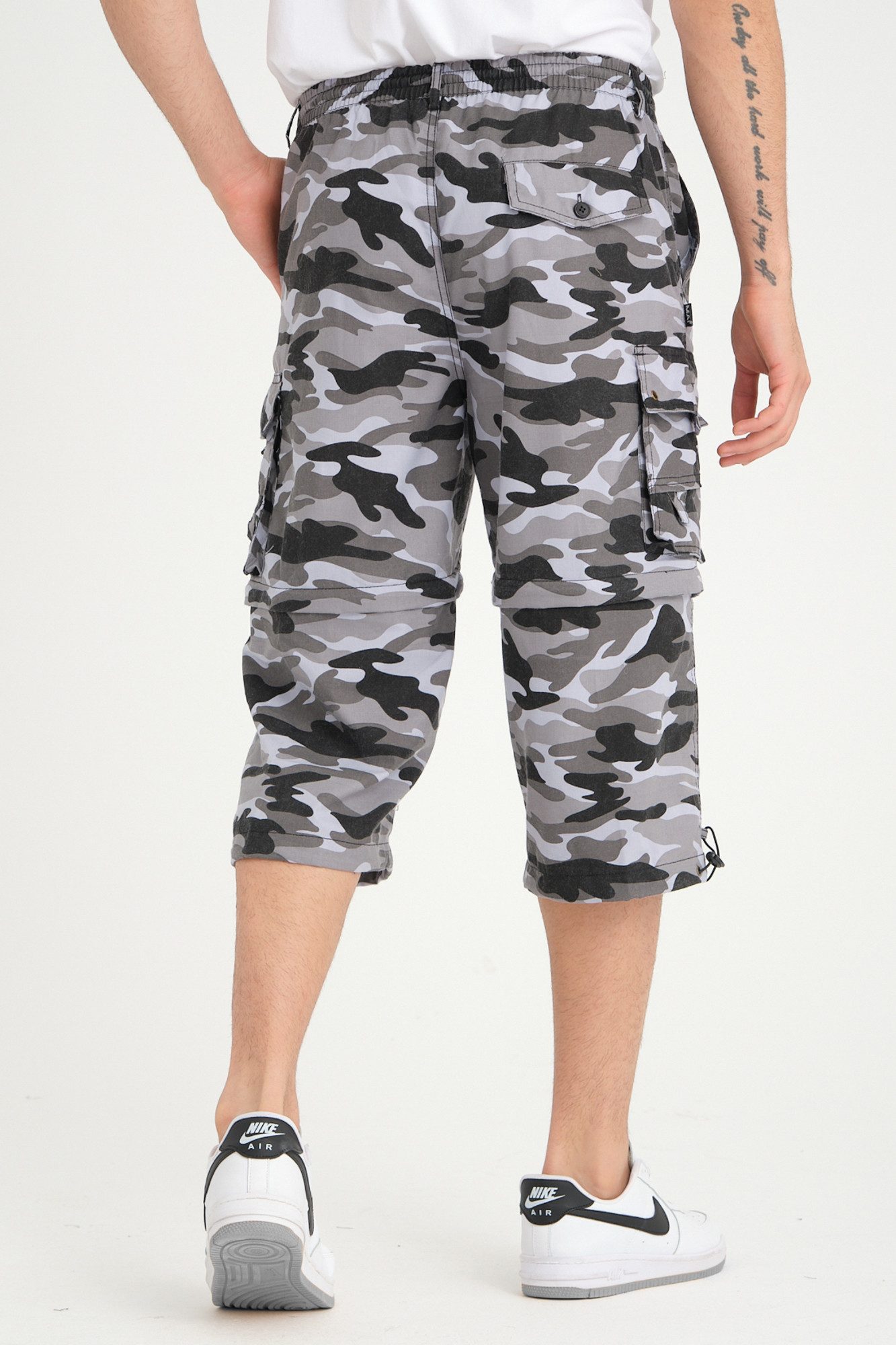 Kendindza Collection Cargoshorts Zipp Off Bermuda Shorts Herren kurze Hose 3/4 Hose Cargo Camouflage Taschen abnehmbare Beine kurze Hose Herren Cargoshorts Sommer