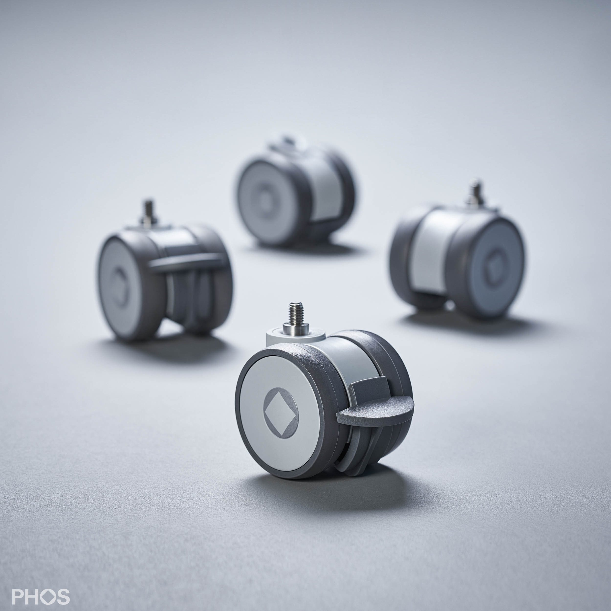 PHOS Design Möbelrolle, Doppel-Lenk-Bodenrolle, 360° drehbar, (4-St), – Zubehör "Karlsruher Tisch" Serie