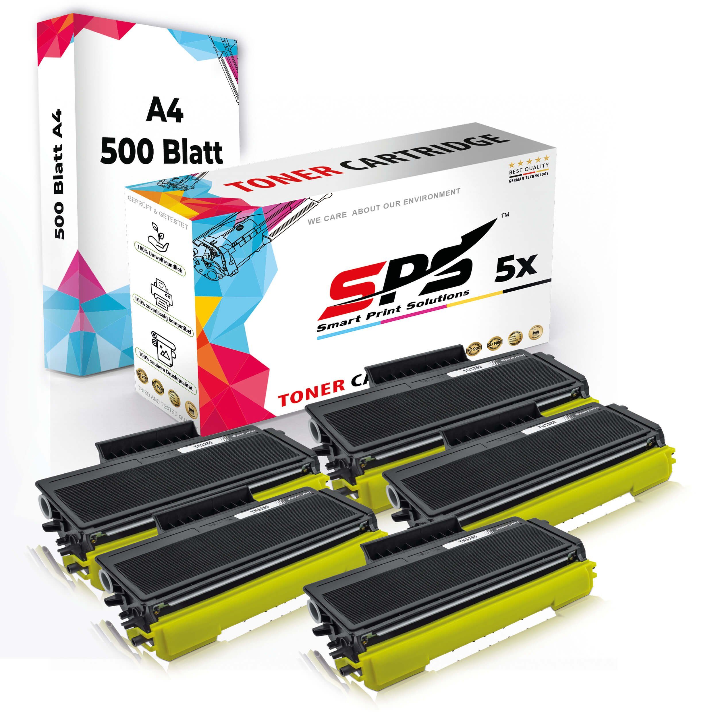 5x Druckerpapier Druckerpapier) + A4 Toner,1x A4 SPS Pack, Tonerkartusche Set 5x (5er Kompatibel, Multipack