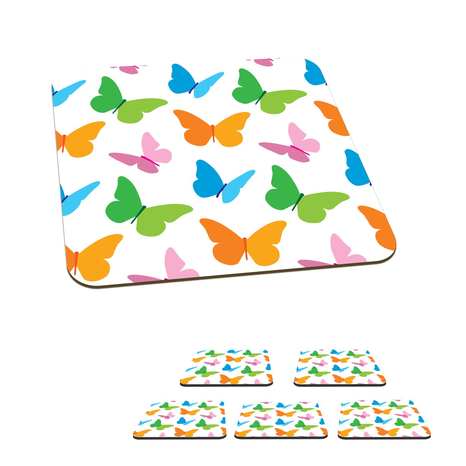 MuchoWow Glasuntersetzer Illustration 6-tlg., für mehreren Schmetterlingen, Glasuntersetzer, Tasse Eine von Tischuntersetzer, Zubehör Untersetzer, Korkuntersetzer, Gläser