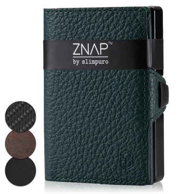 Slimpuro Geldbörse ZNAP 12 (1 x Slim Wallet;1 x Münzfach;1 x RFID-Shield Karte), Leder Portemonnaie klein Damen Herren Geldbeutel Unisex Brieftasche