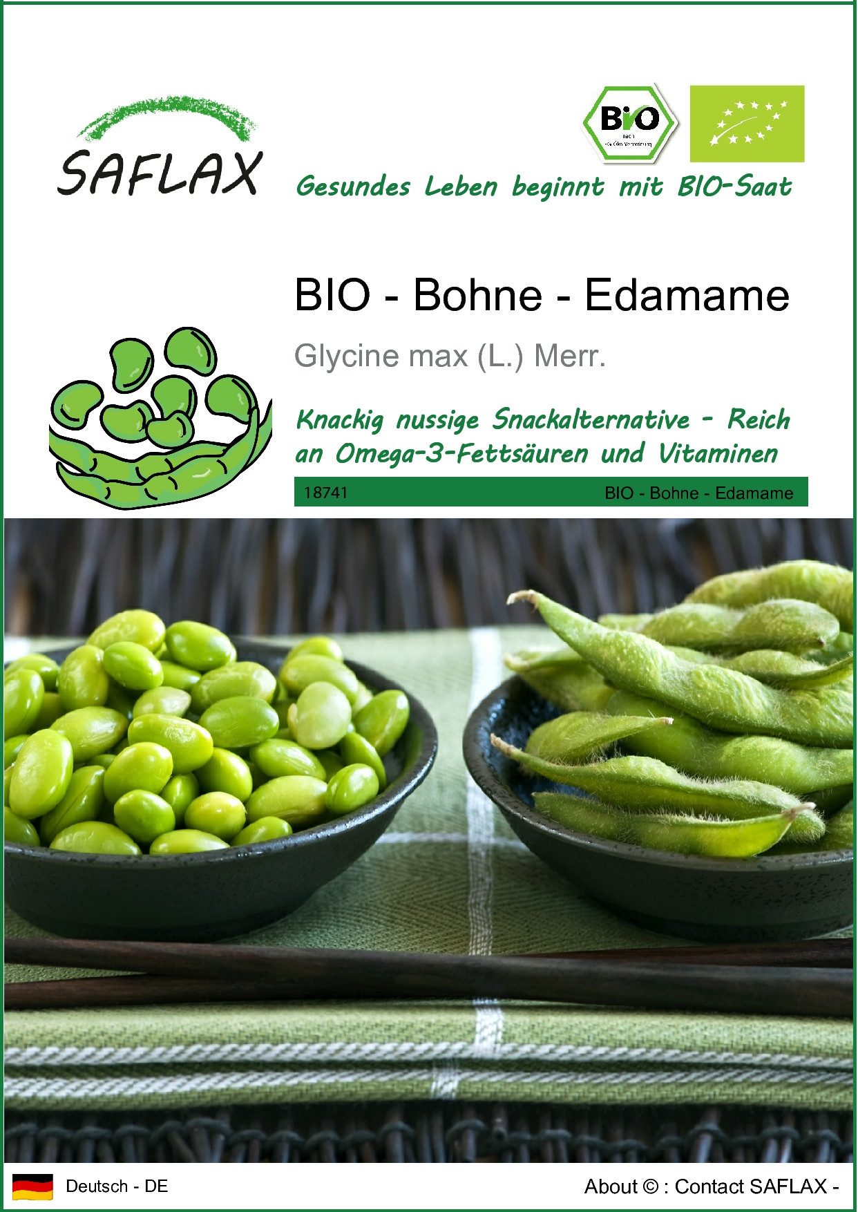 Gemüsesamen SAFLAX - Samen - BIO - Bohne - Edamame