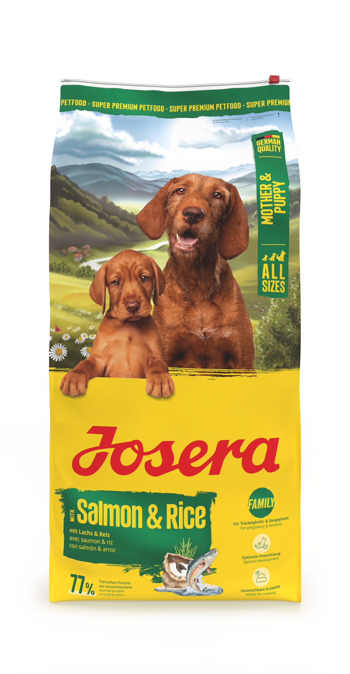 Josera Mother & Puppy Salmon & Rice 12,5kg, Trockenfutter für: Hunde, Hundemama oder Welpe All Size, für Hunde aller Rassen