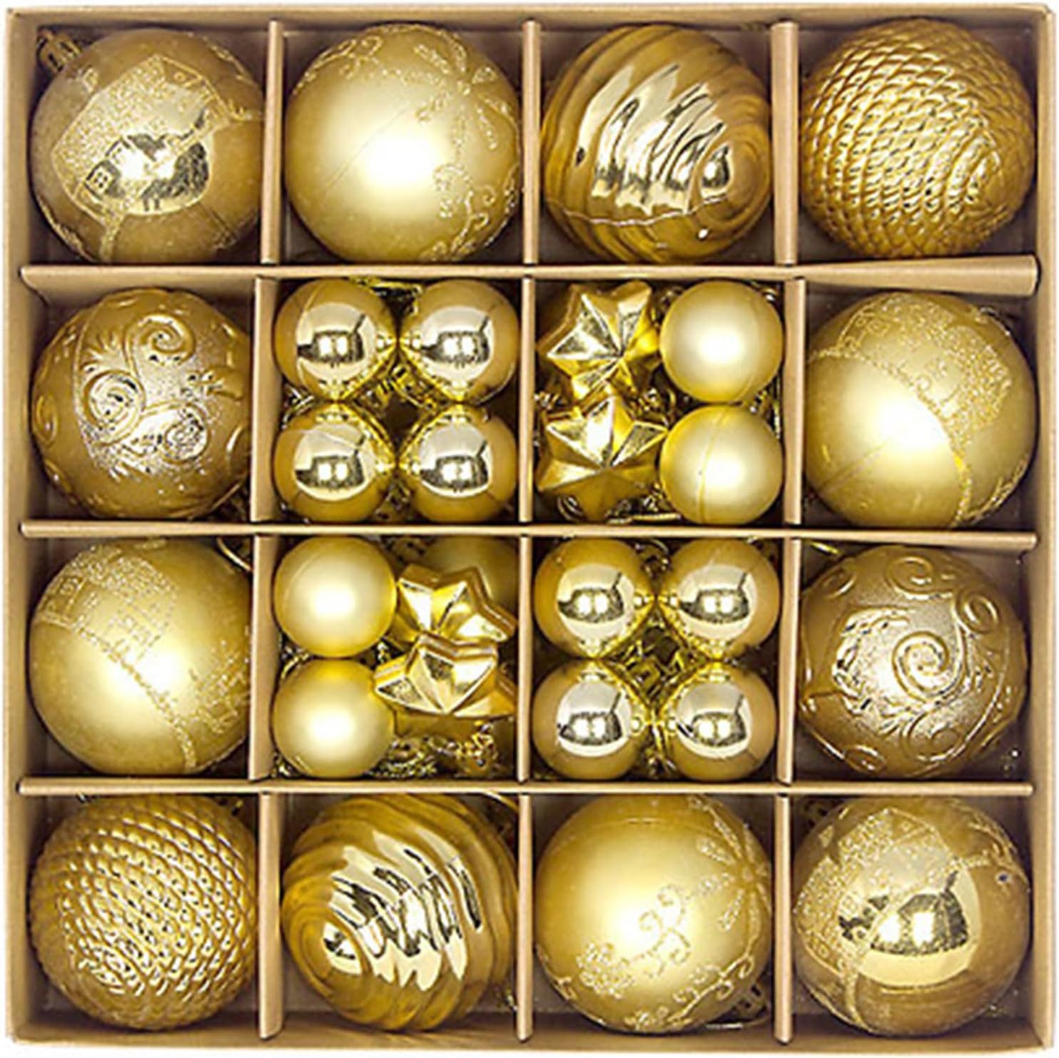 Coonoor Weihnachtsbaumkugel 44 Stücke Weihnachtskugeln Kunststoff Christbaumkugeln