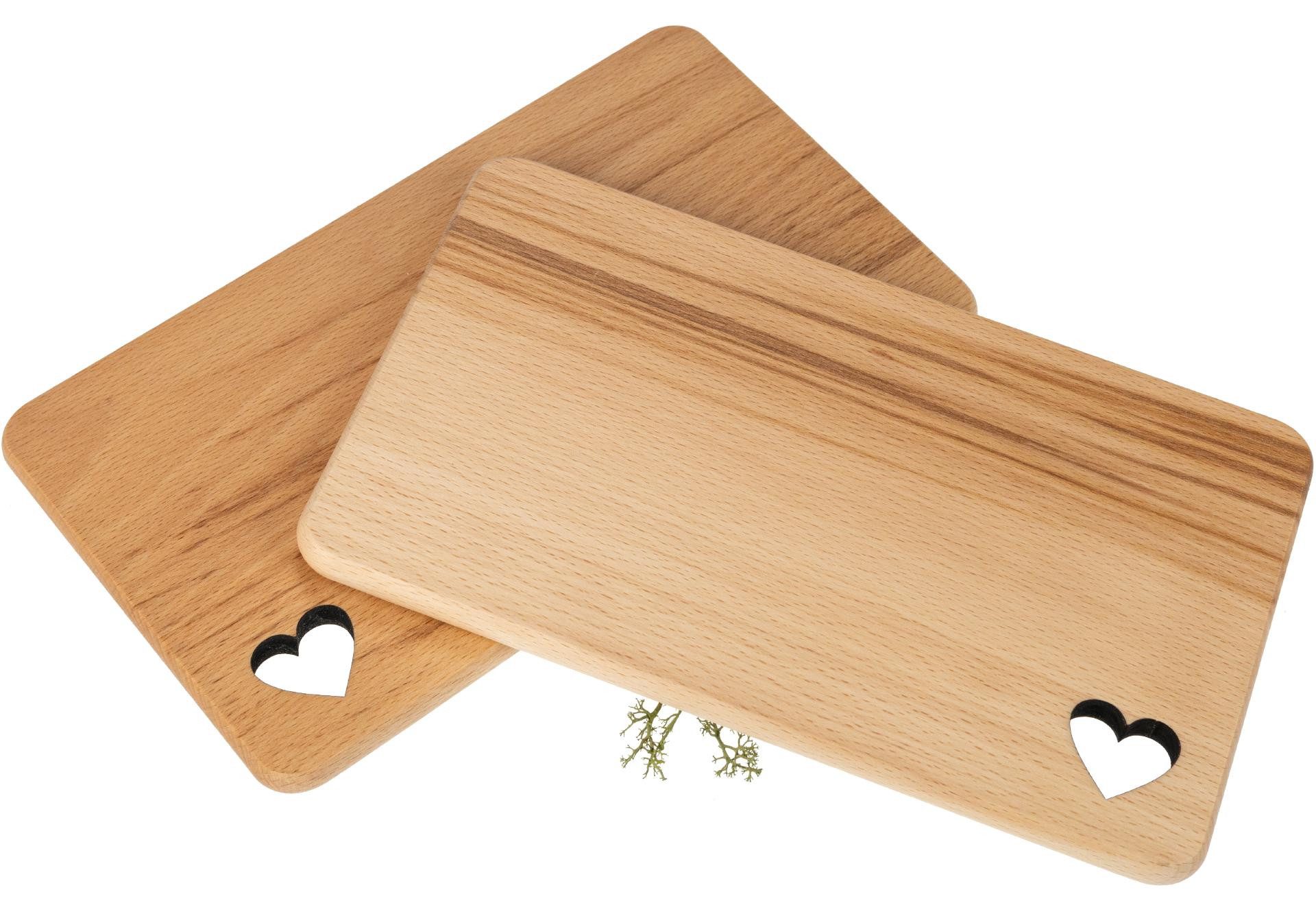 Holz Frank Frühstücksbrett Herz Frühstücksbrettchen aus Buche mit Kernholz geölt 26 x 15 x 1,2 cm, Holz