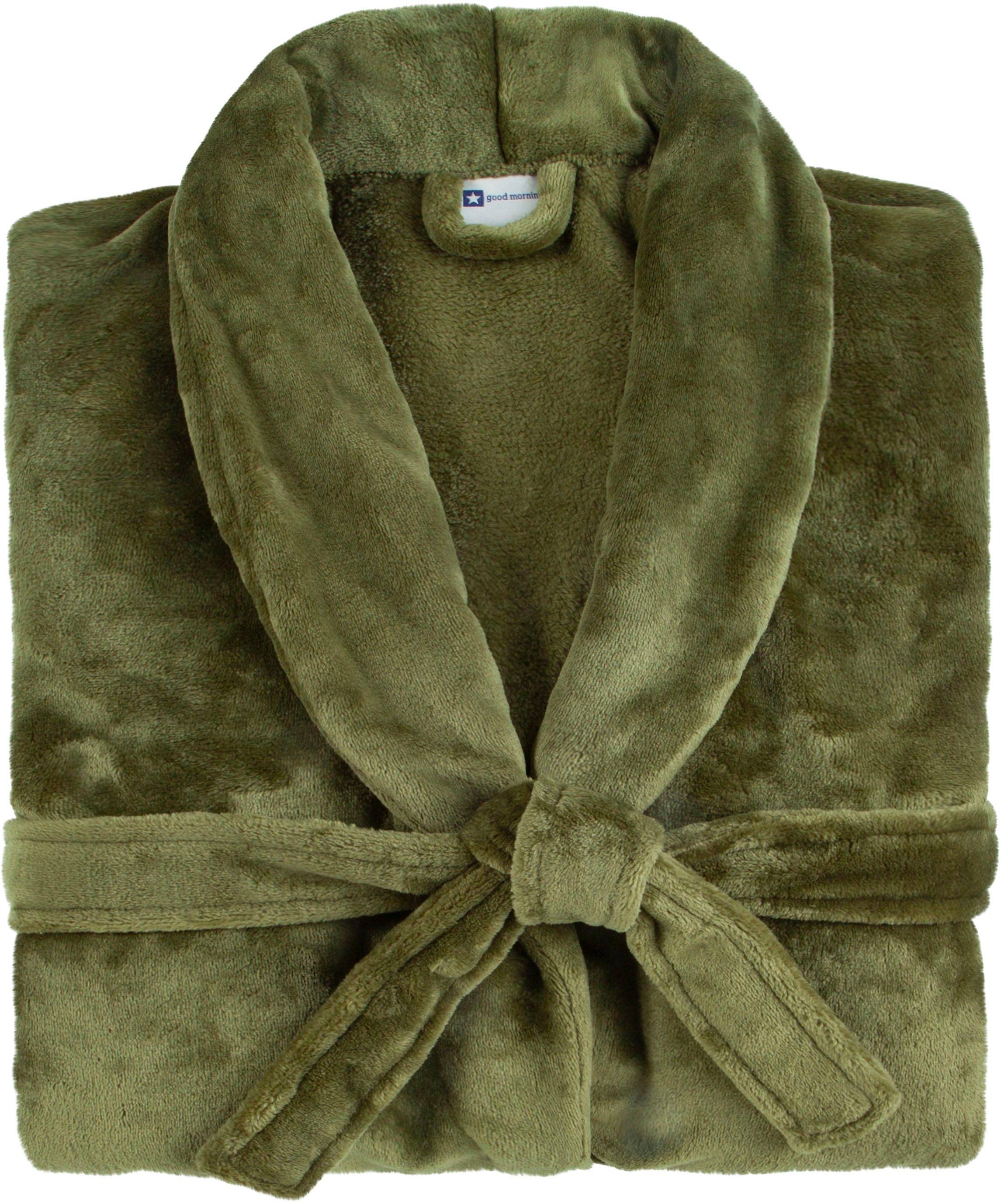 good morning Bademantel Good morning Bathrobe uni, Midilänge, Kunstfaser, Schalkragen, Gürtel, Schalkragen, Gürtel, Taschen, Damen & Herren, Velours, Glanz
