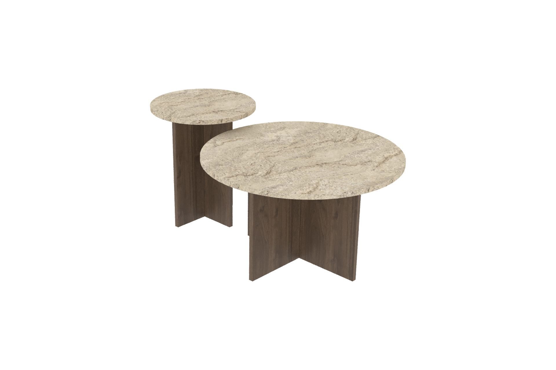 Skye Decor Couchtisch Siam Private (Set, 2-St., 2er Set mit zwei unterschiedlich großen), Travertin -Walnuss, Boho