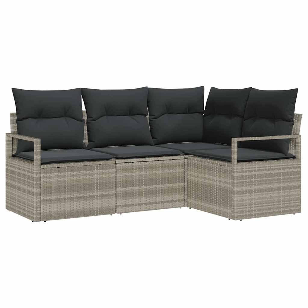 vidaXL Gartenlounge-Set Sofa Set mit Kissen Hellgrau Poly Rattan