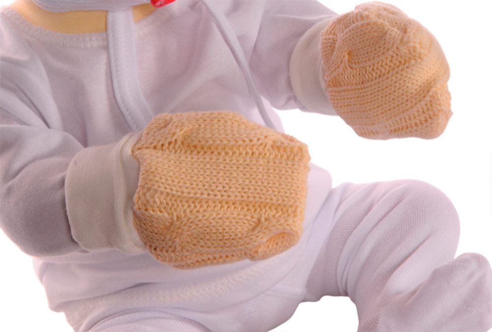 La Bortini Fäustlinge Baby Handschuhe Strickfäustlinge aus Baumwolle neutral (1 Paar) neutral, unisex, für Baby Jungen und Mädchen