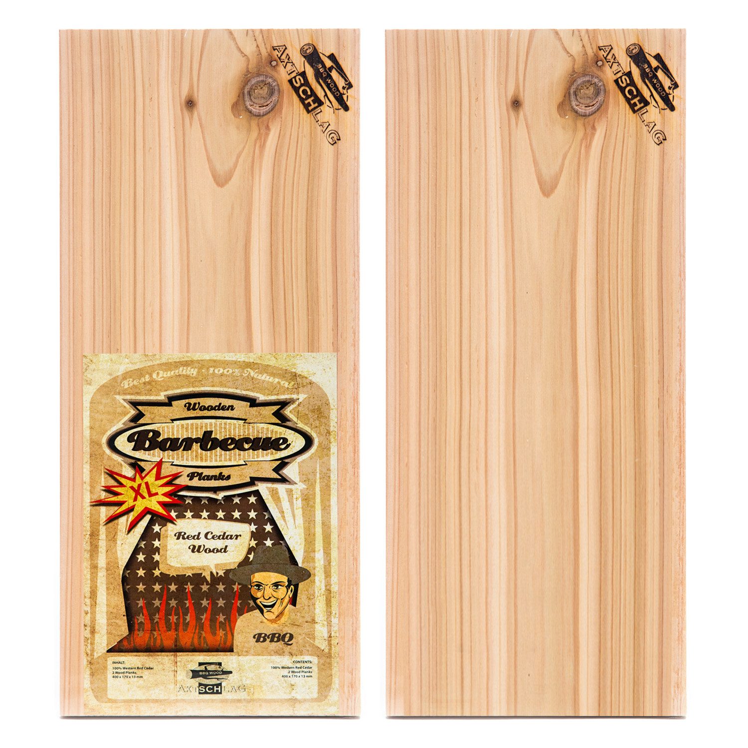 Axtschlag Aromaplanke Axtschlag Wood Plank Rotzeder XL 2er Set, Holz