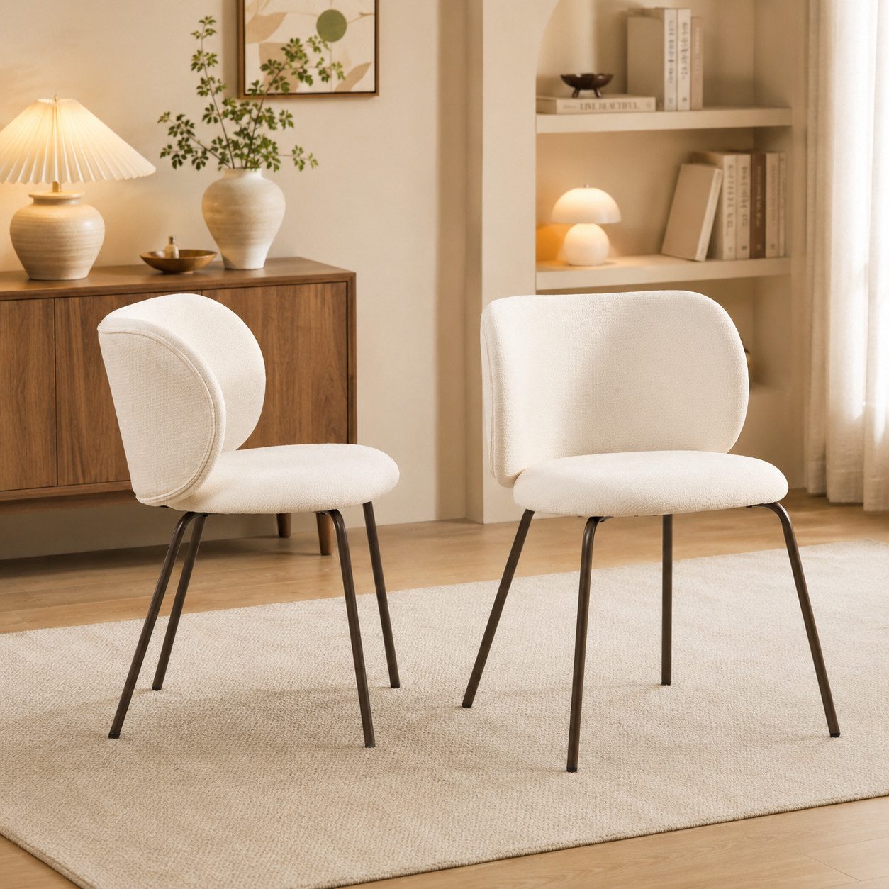 LIVIHOME Esszimmerstuhl CHENILLE (Set, 2 St), Ergonomische Rückenlehne mit weichem Chenille-Bezug