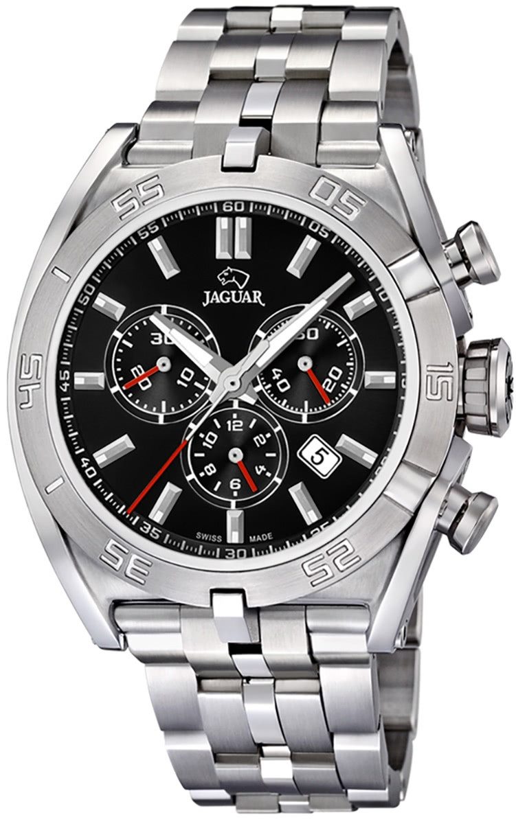 JAGUAR Quarzuhr Jaguar Herren Uhr Sport J852/4 Edelstahl, (Chronograph), Herren Armbanduhr rund, Edelstahlarmband silber, Sport