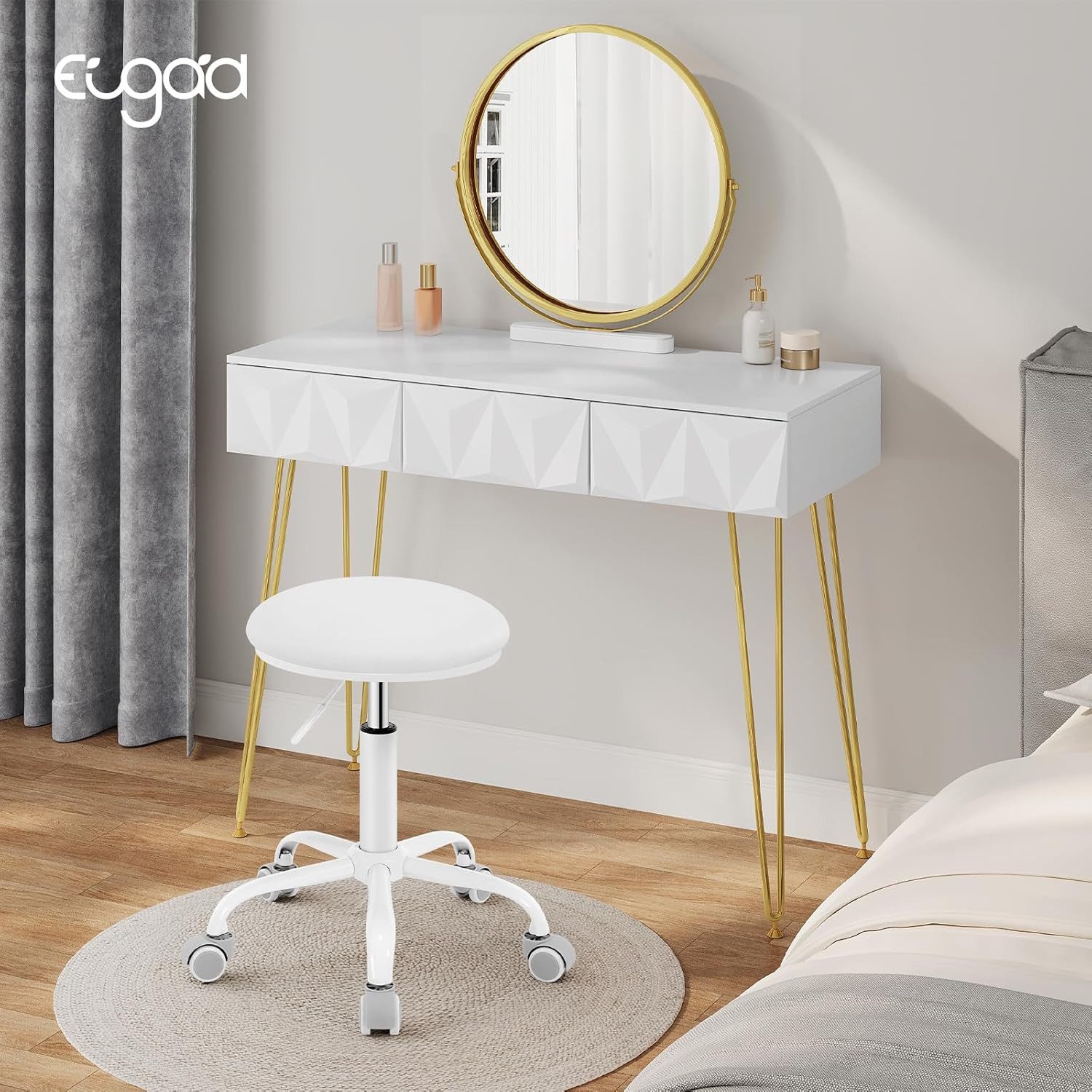 EUGAD Barhocker, Schminkstuhl höhenverstellbar drehbar, runder Hocker 360° günstig online kaufen