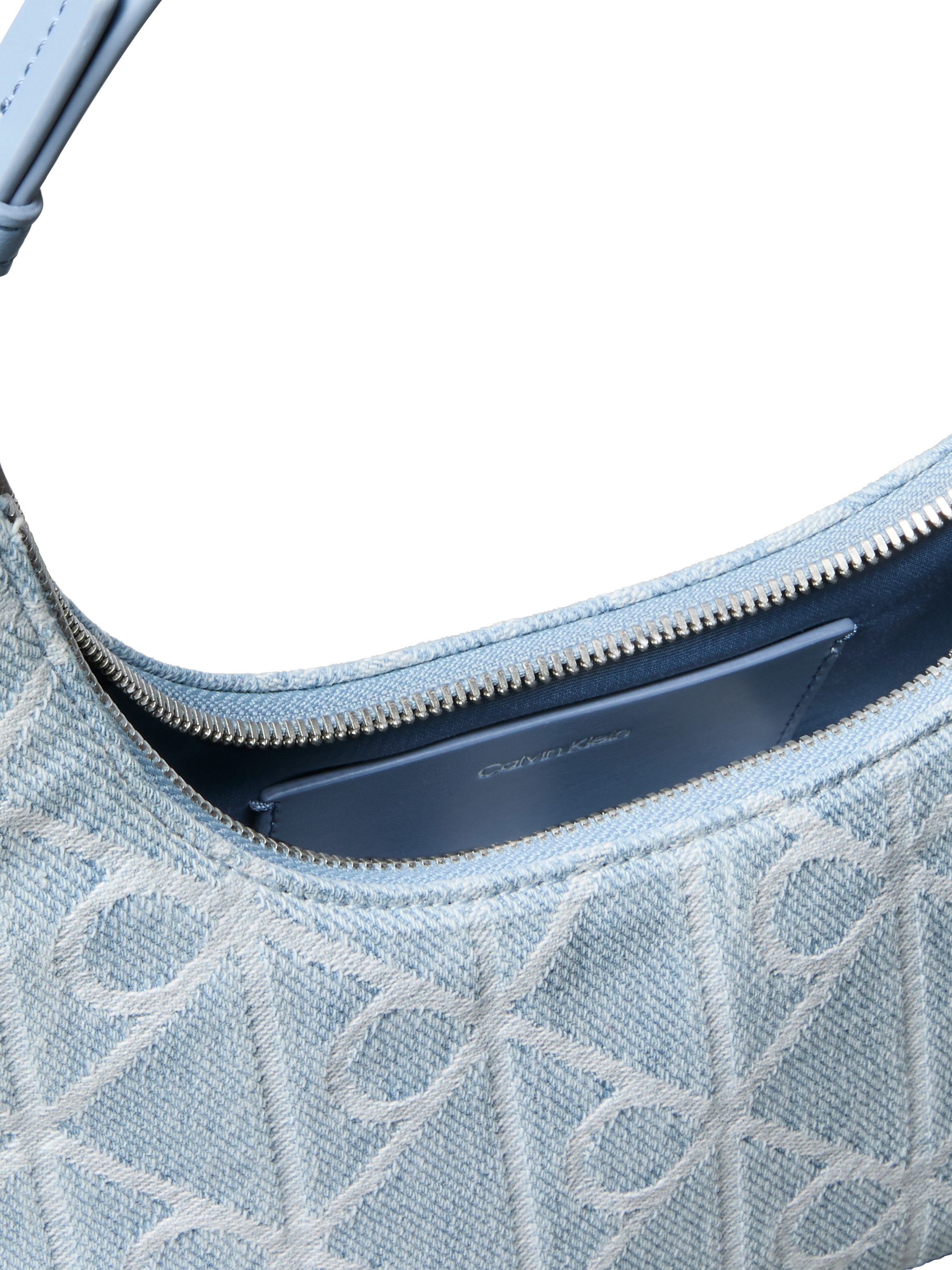 Calvin Klein Schultertasche EMBLEM AOP DENIM SHOULDER BAG, Handtasche, Tragetasche, Umhängetasche mit CK-Allover-Muster