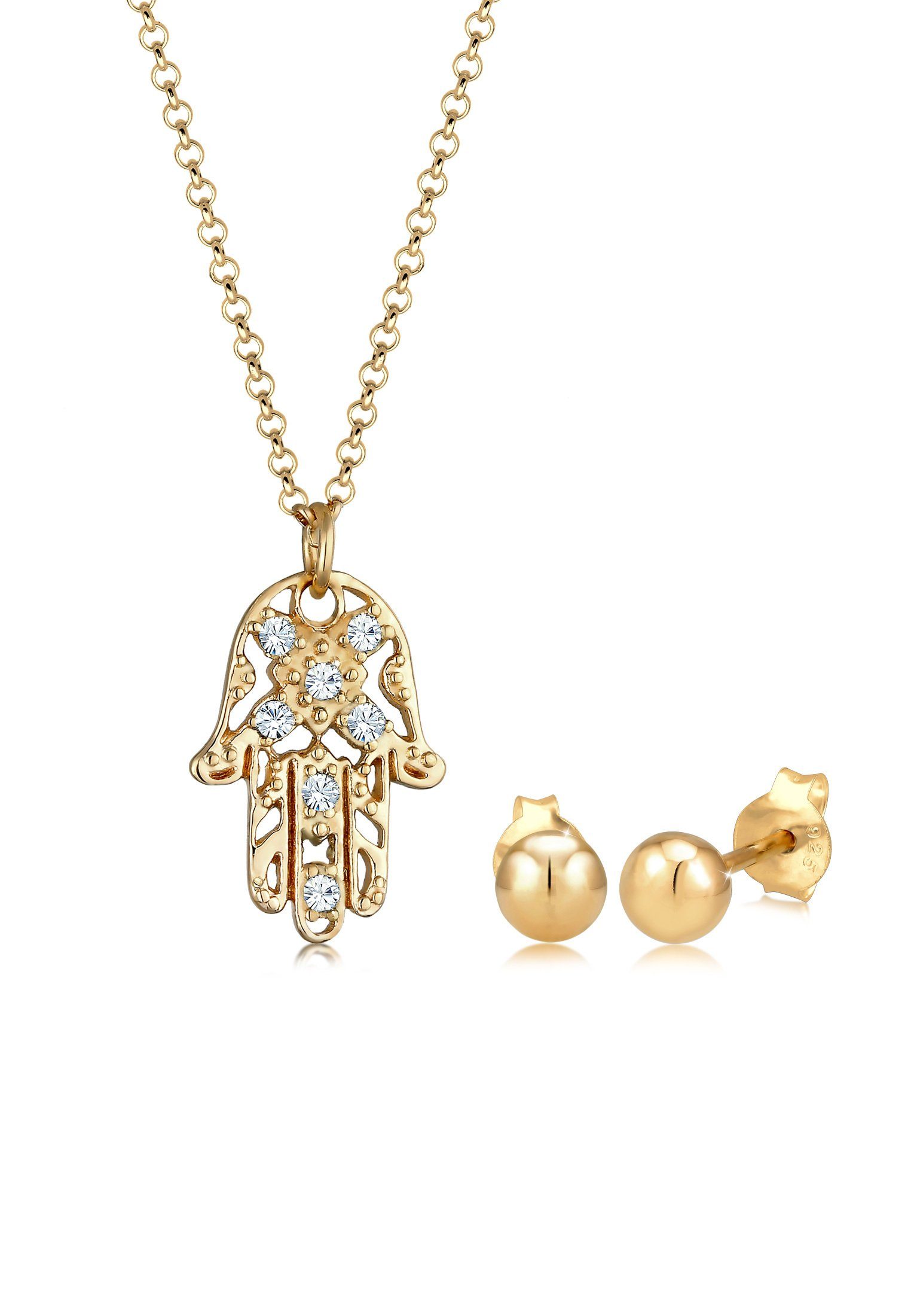 Schmuckset Hand der Fatima Kristalle Kugel Set 925 Silber