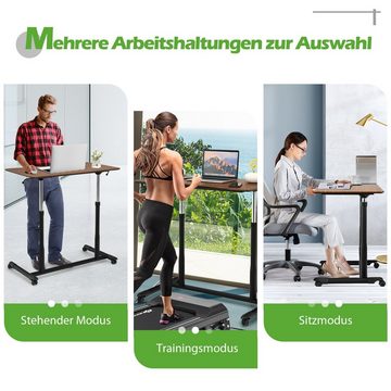 COSTWAY Schreibtisch, höhenverstellbar von 70-107cm, mit Rollen, breite 95cm