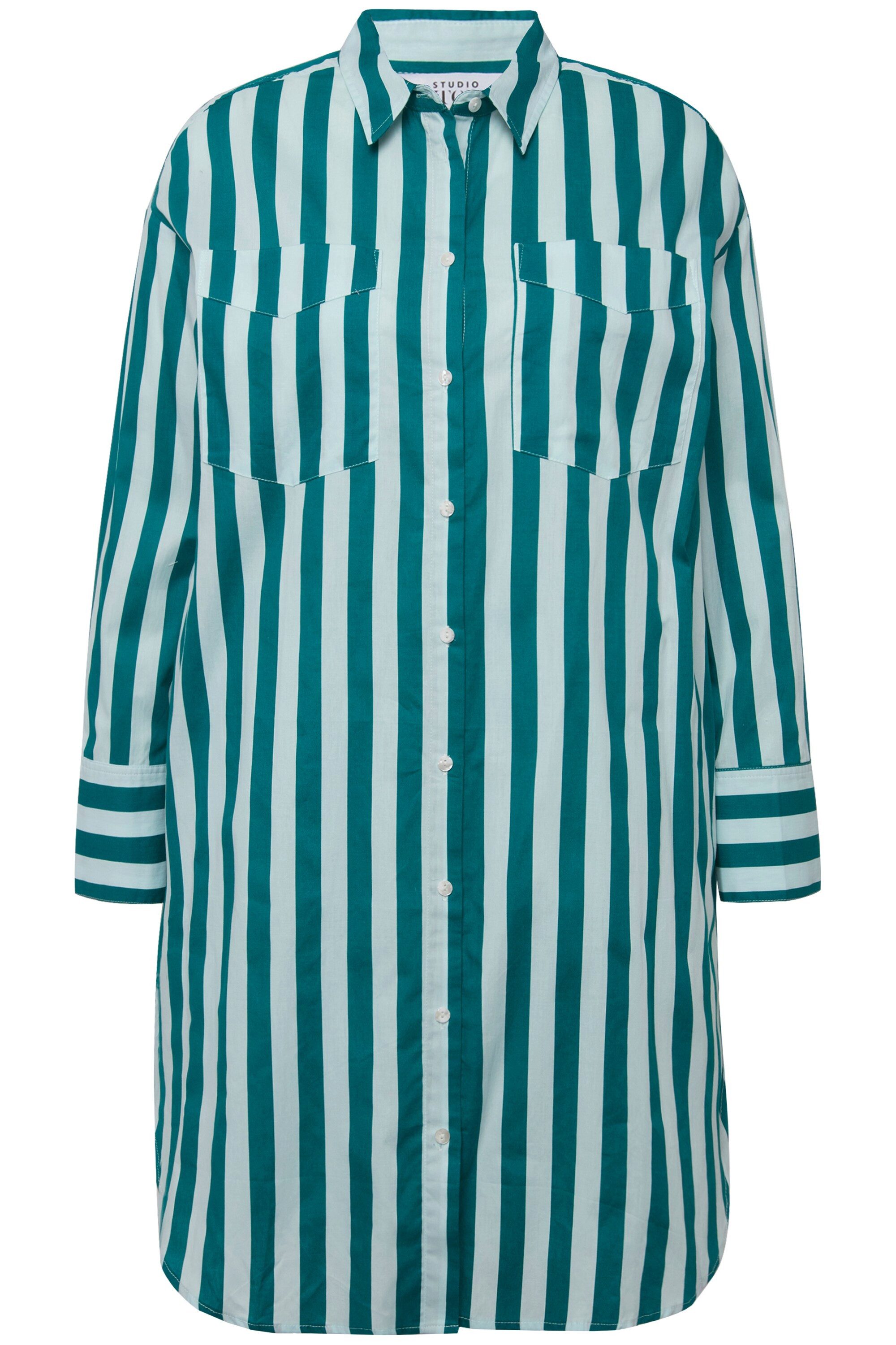 Hemdbluse Hemdbluse oversized Streifen Langarm