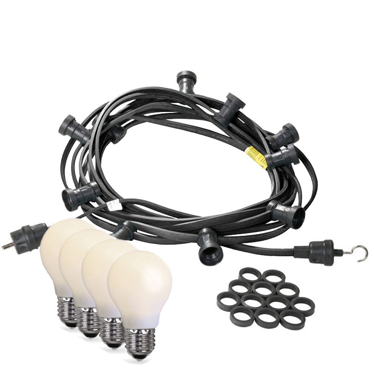 SPICELITE LED-Lichterkette Illu Party Garten Außenlichterkette 5m 10x LED Tropfenlampen opal E27, 10-flammig