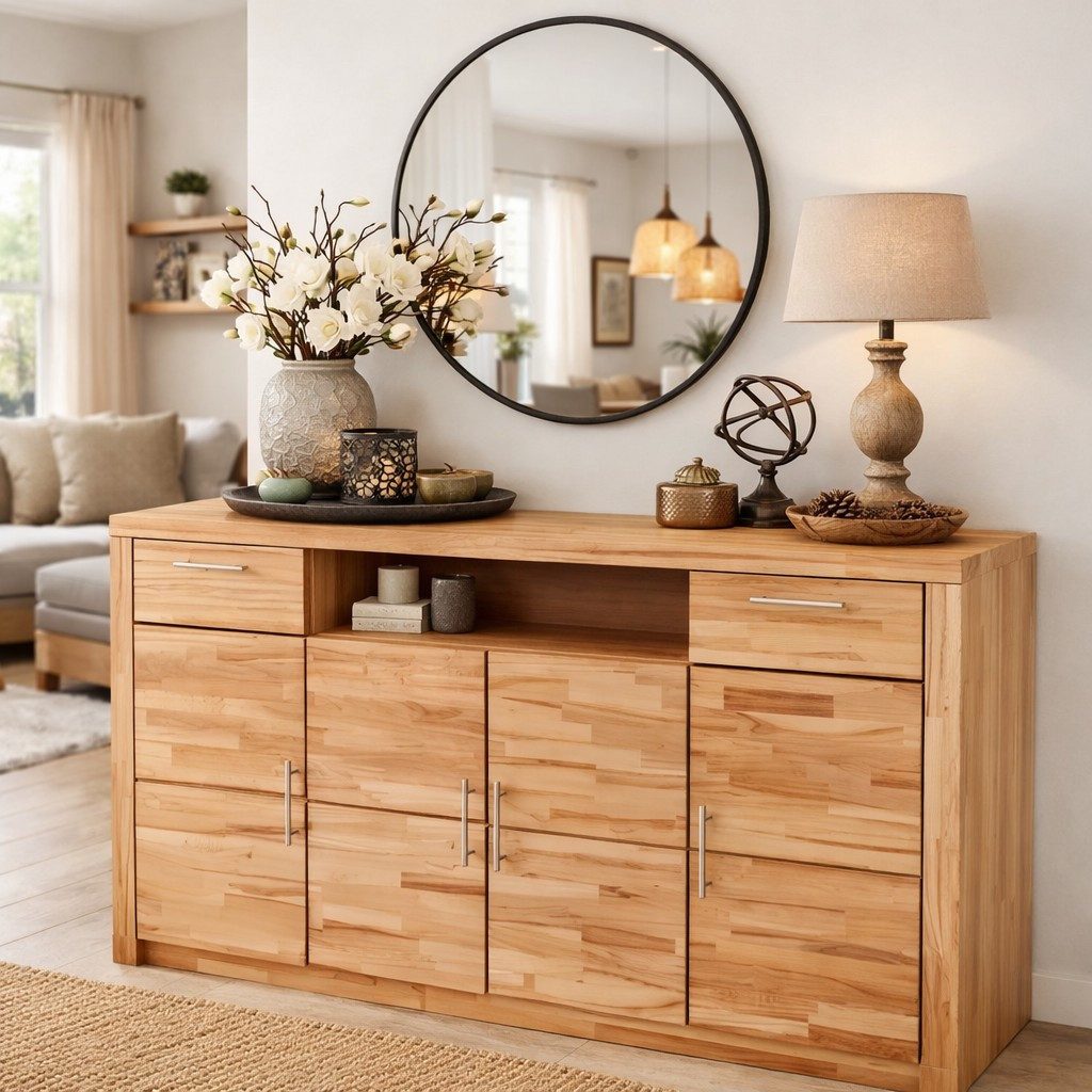 bv-vertrieb Sideboard Anrichte 182x42x107 Sideboard Türenkommode Kernbuche teilmassiv #1421