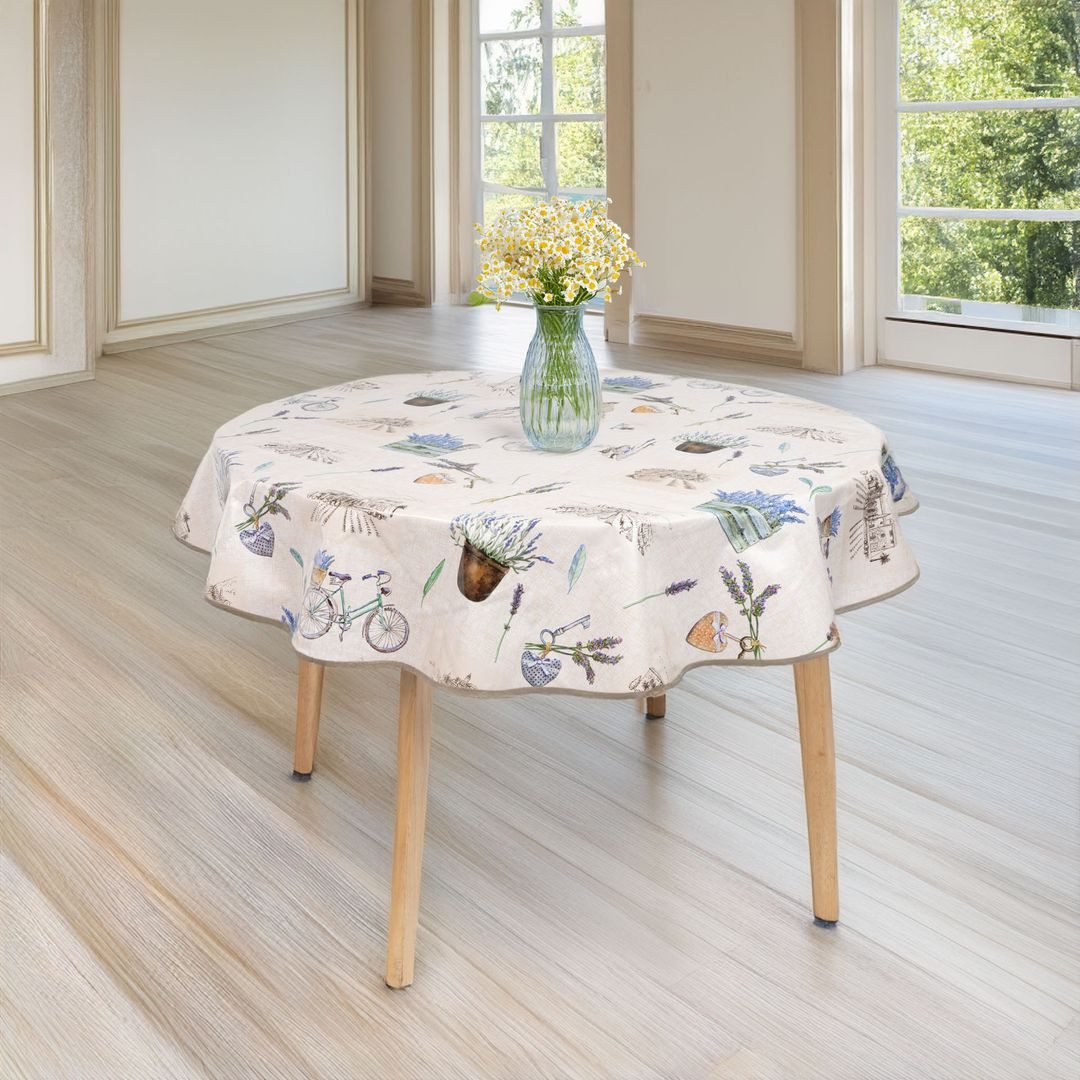 laro Tischdecke laro 140cm runde Wachstuchtischdecke mit Saum-Eingefasst – Bild 4 von 5