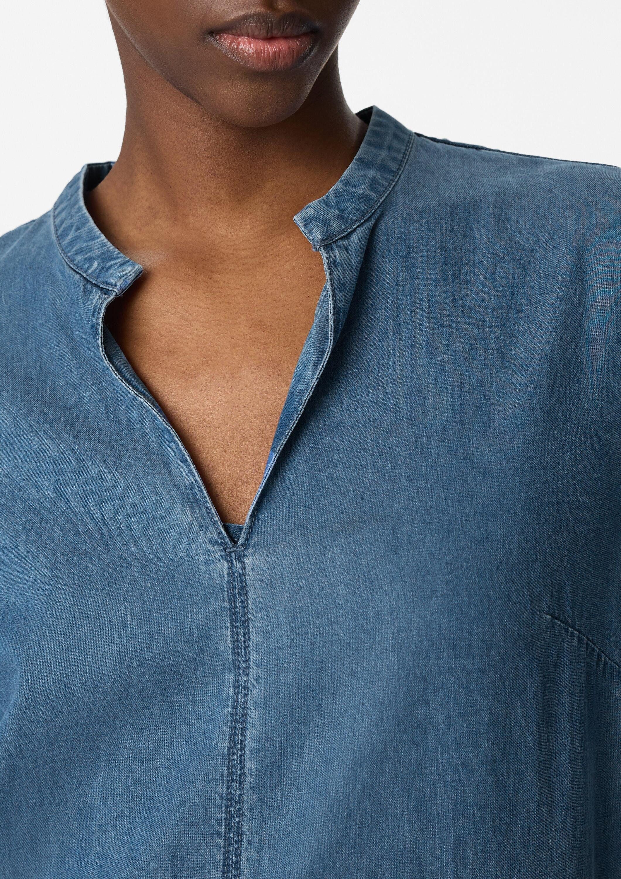 comma Minikleid Kleid Jeanskleid mit Eingrifftaschen aus fließendem Lyocellmix