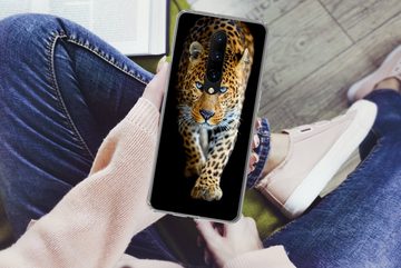 MuchoWow Handyhülle Leopard - Tiere - Porträt - Wildtiere - Schwarz, Phone Case, Handyhülle OnePlus 7 Pro, Silikon, Schutzhülle