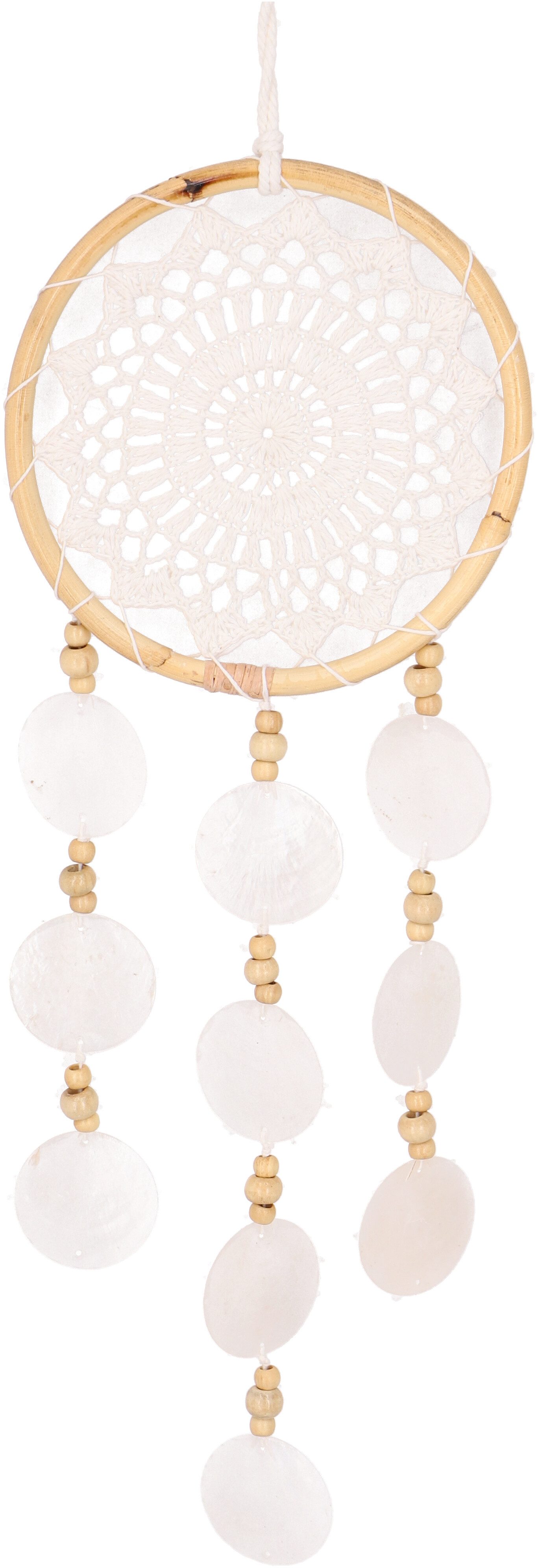 Guru-Shop Dekoobjekt Traumfänger mit Muscheln - weiß 17 cm