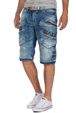 Cipo & Baxx Jeansshorts Cipo & Baxx Herren Shorts CK169 destroyed Effekte mit weißen Kontrastnähten