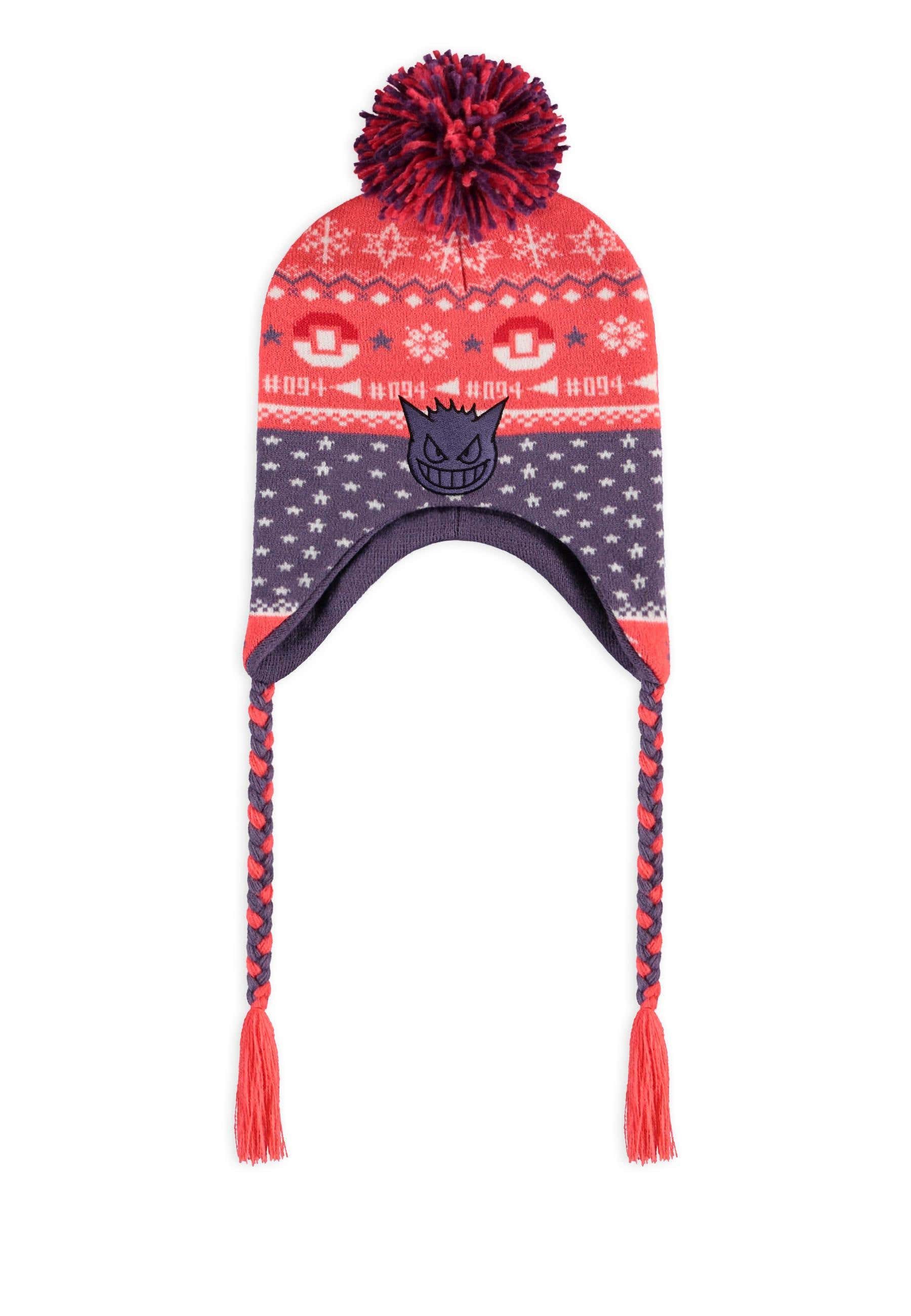 POKÉMON Beanie Gengar Sherpa Beanie Ohrenschutz Strickmütze Wintermütze