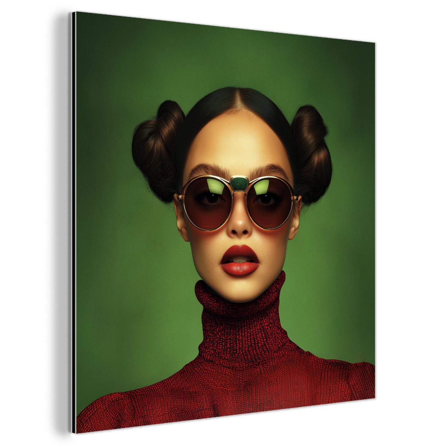 MuchoWow Metallbild Frau - Grün - günstig online kaufen