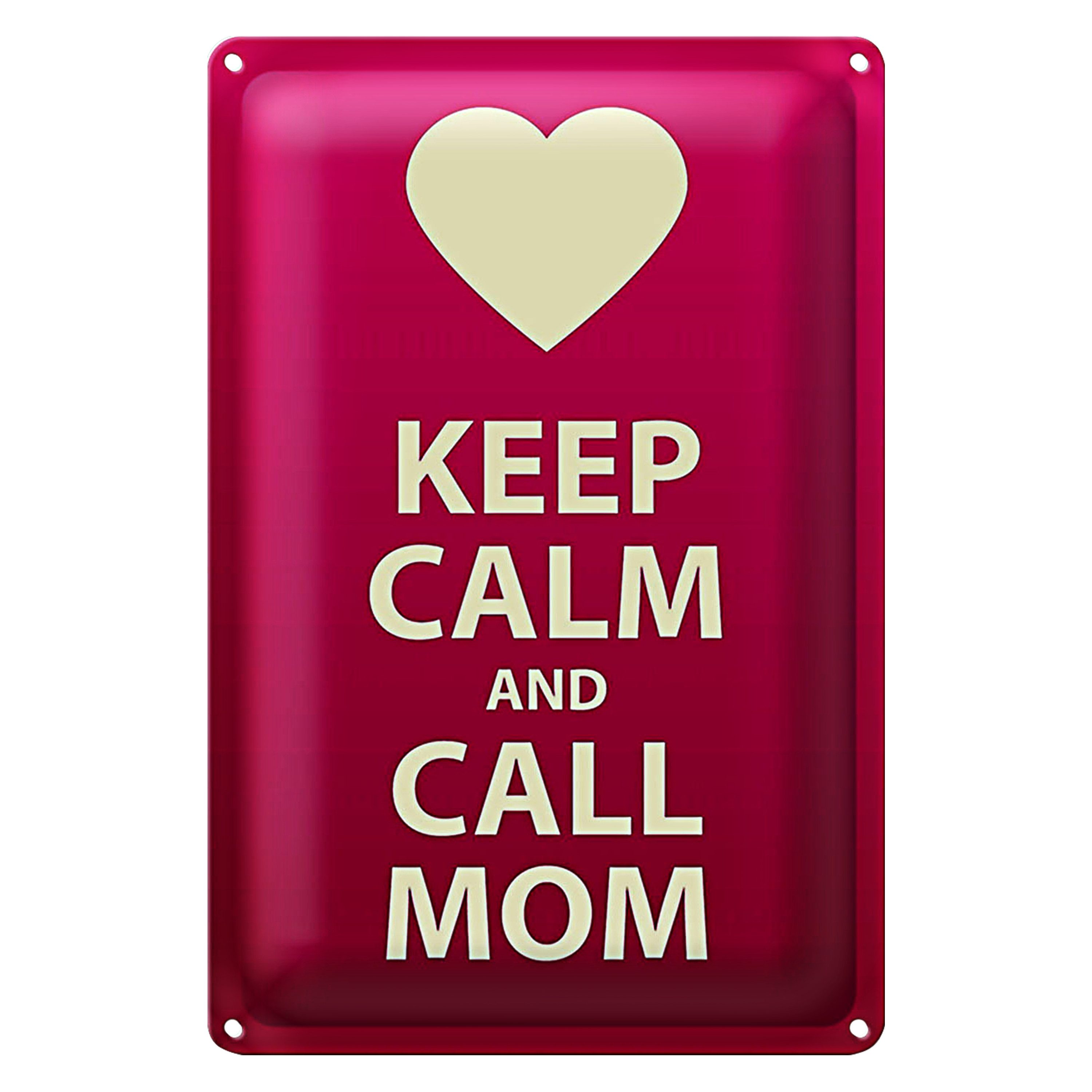 Roomando Metallschild Spruch 30x40cm Keep calm and call Mom
