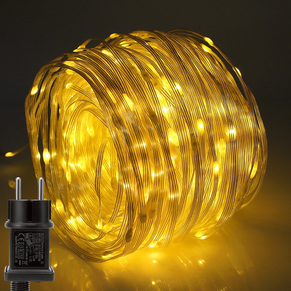 LMaxhome LED-Lichterkette 10-100M Lichterschlauch Weihnachten Party Beleuchtung Speicherfunktion, 100-800LEDs, 8 Modi, Wasserdichte Weihnachtsbeleuchtung Außen Garten