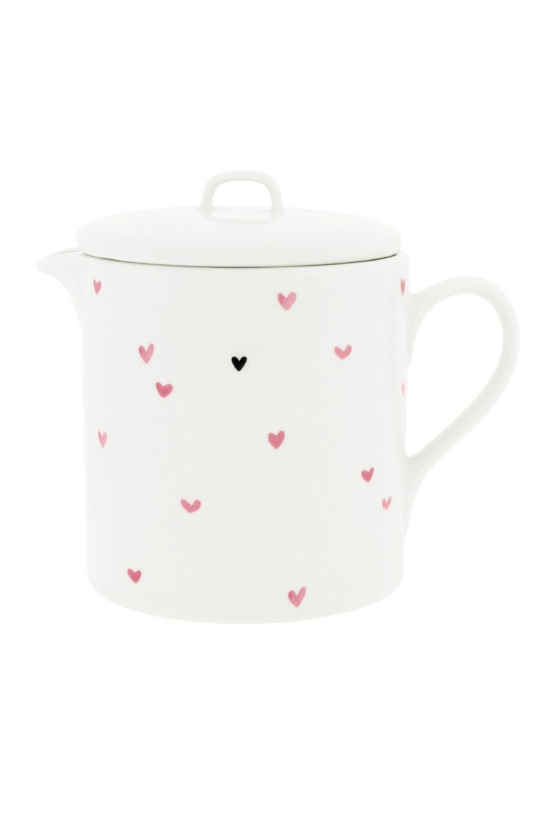 Bastion Collections Teeglas Teekanne - ROSE HEARTS - weiß