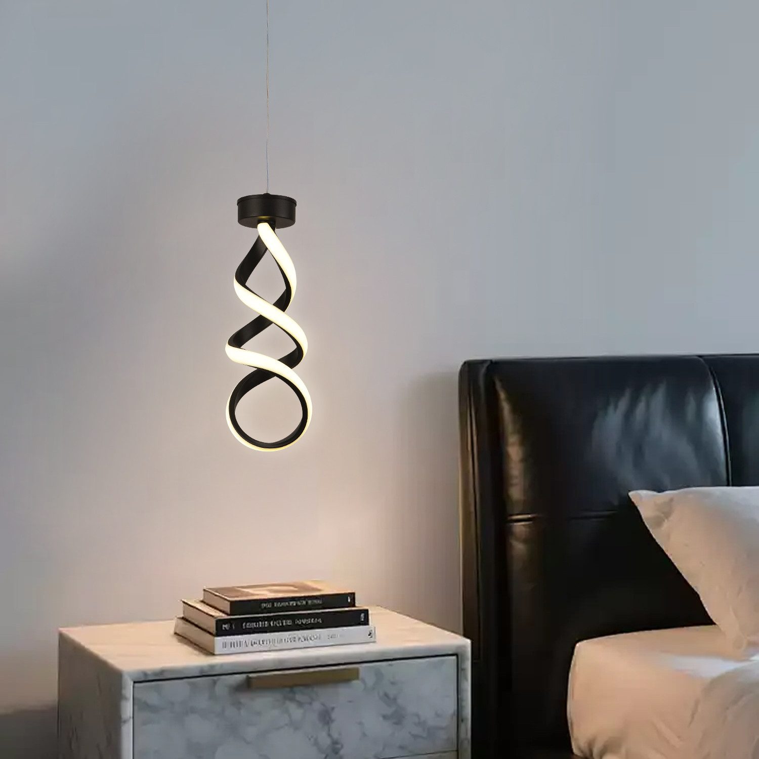 JDONG Pendelleuchte Moderne LED Hängeleuchte Spirale 150cm Höhenverstellbar, LED fest integriert, 3000K Warmweiß, Gold/Schwarz, 35H*15D Hängeleuchte für Esszimmer Wohnzimmer Bar Küche