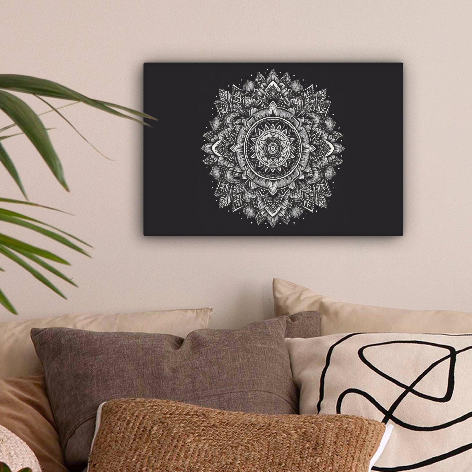 OneMillionCanvasses® Leinwandbild Mandala - Schwarz und günstig online kaufen