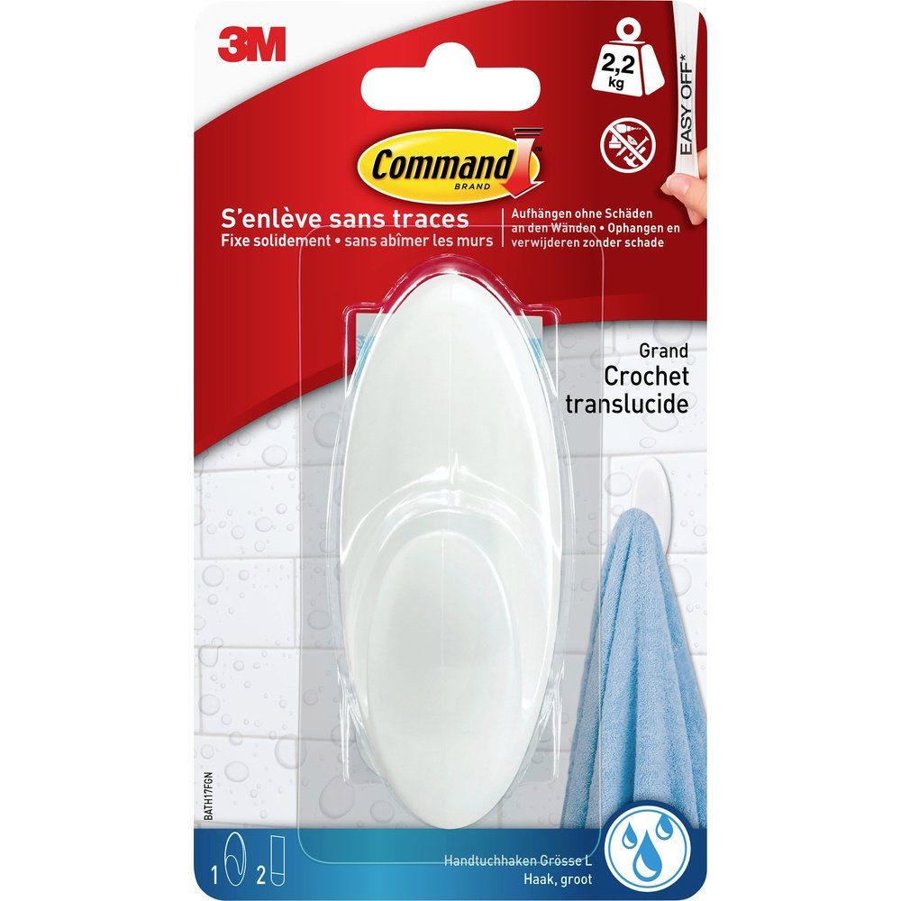 Klebehaken 3M Command™ Bad Large Handtuchhaken (L x B x H) 114 x 41 x 38 mm Weiß