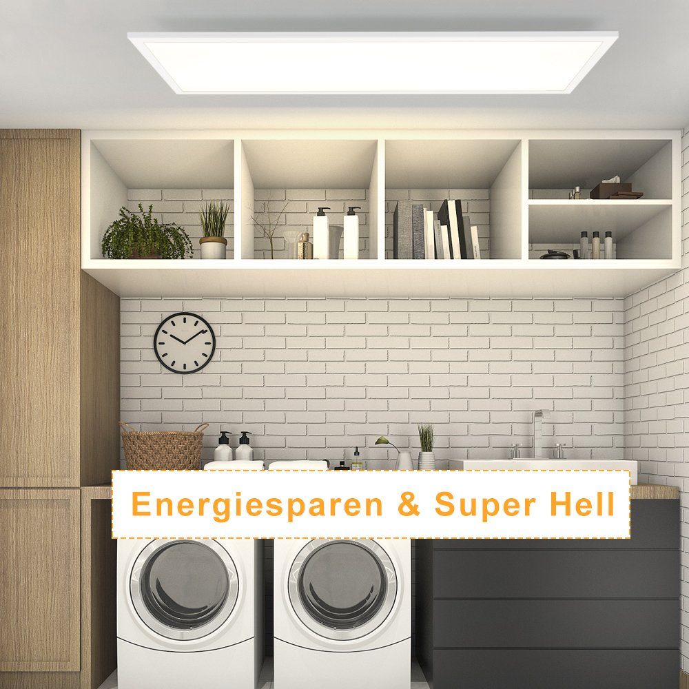 Nettlife LED Panel Flach Deckenlampe 100cm Weiß, LED fest integriert, Warmweiß Neutralweiß Kaltweiß, Wohnzimmer Schlafzimmer Küche Flur Büro