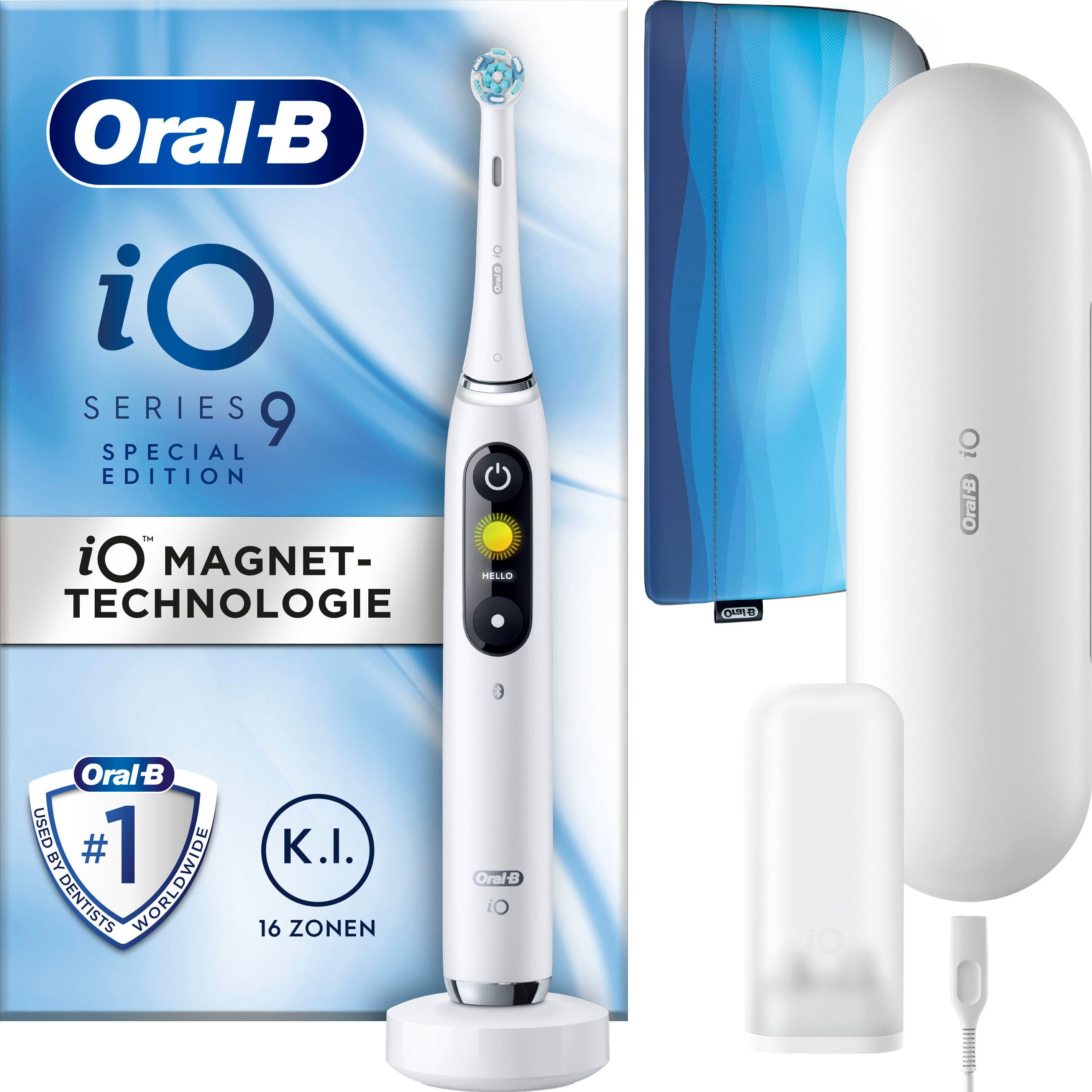 Oral-B Elektrische Zahnbürste iO Series 9, Aufsteckbürsten: 1 St., mit Reiseetui