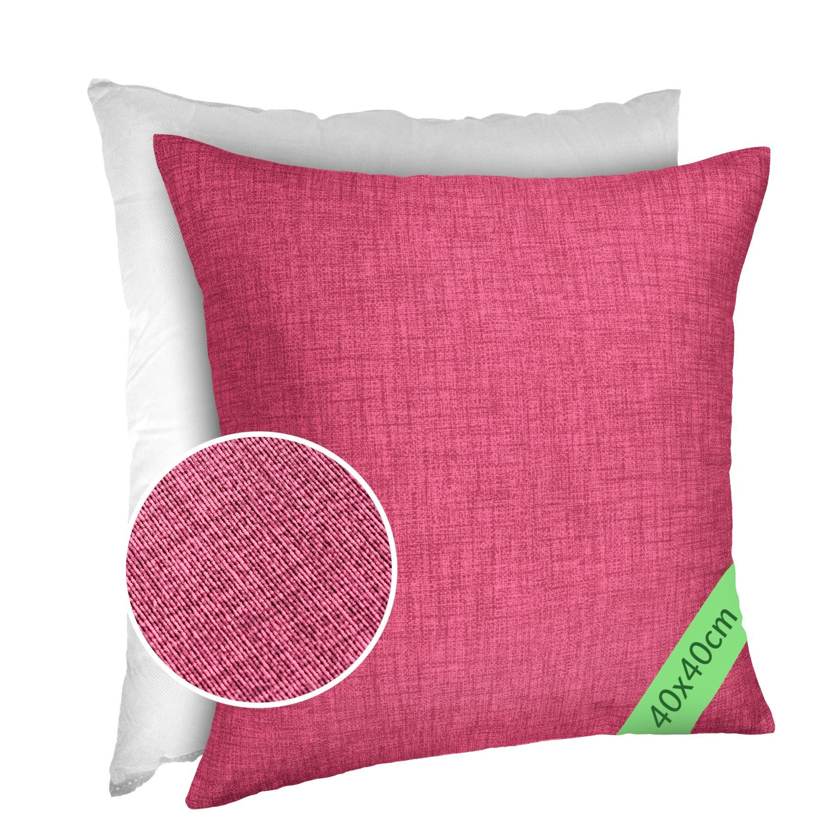 ANRO Dekokissen MrJack Kissenbezug Leinenoptik Deko Kissen Uni, Kissenhülle 40x40cm mit Füllung Fuchsia
